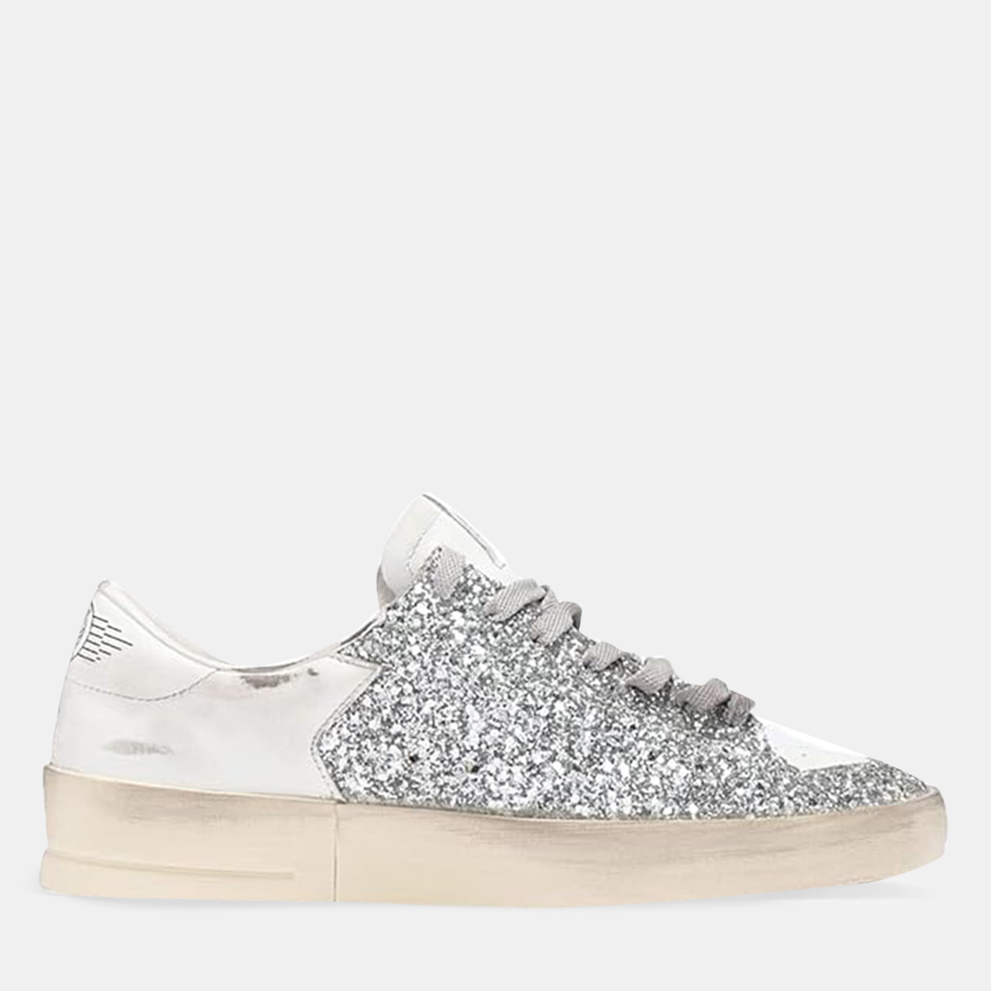 Golden Goose Silver Leather Trainers EU 43