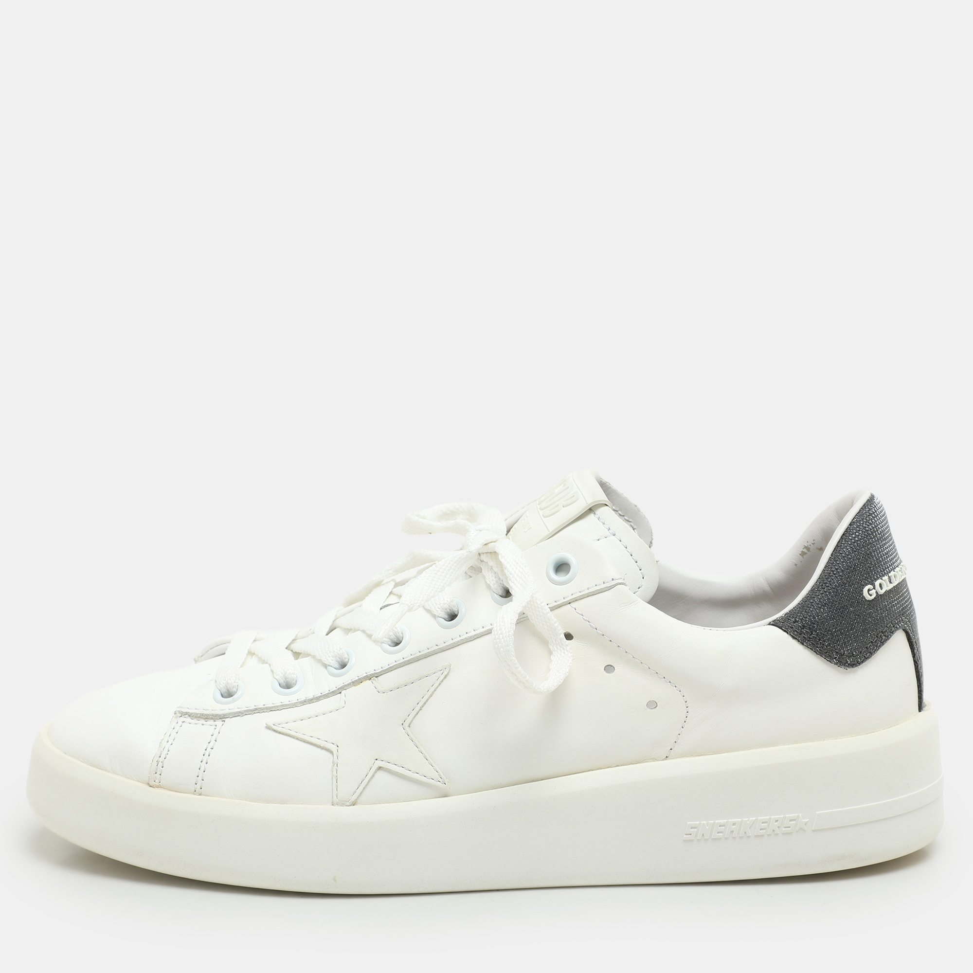Golden Goose WhiteGrey Leather and Glitter PureStar Low Top Sneakers Size, White
Golden Goose WhiteGrey Leather and Glitter PureStar Low Top Sneakers Size, White