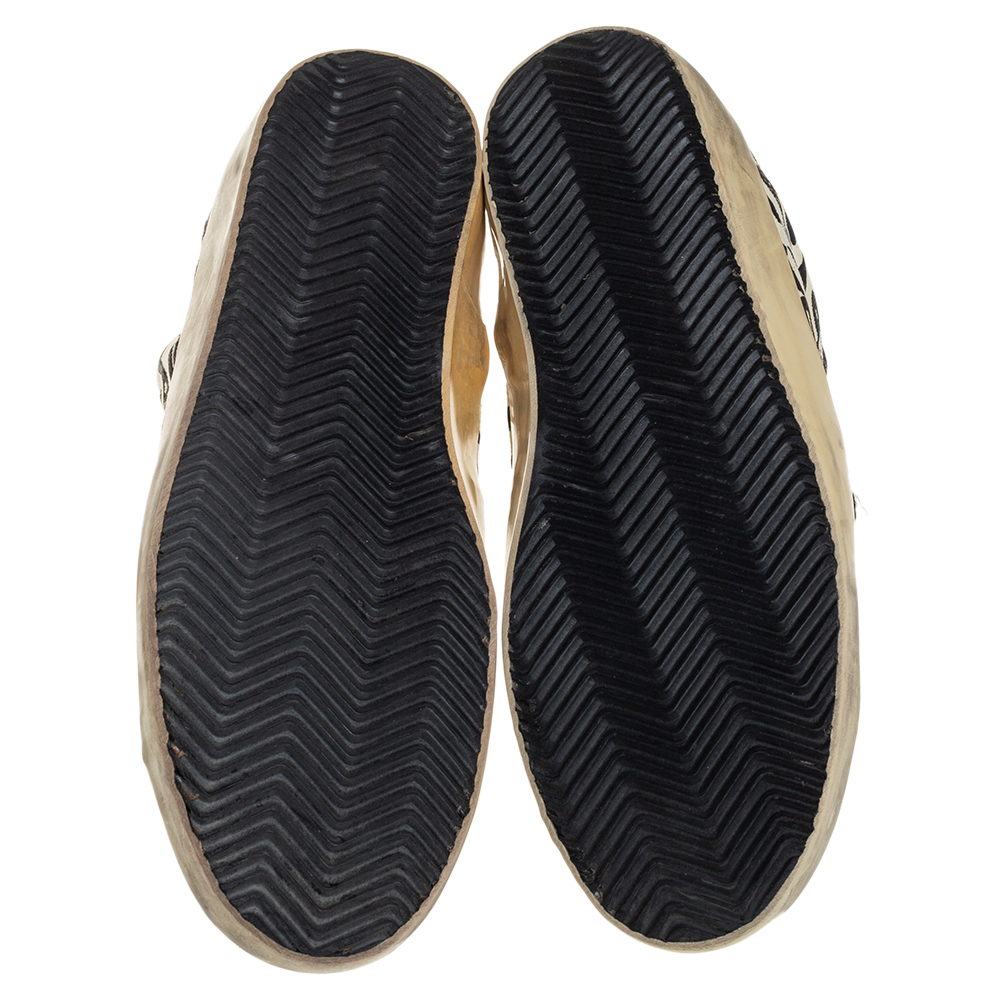 Golden Goose Beige/Black Printed Canvas Francy High Top Sneakers Size 42