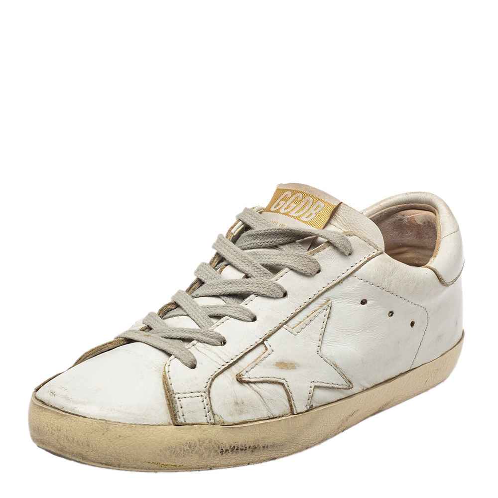 Golden Goose White Leather Superstar Sneakers Size 35