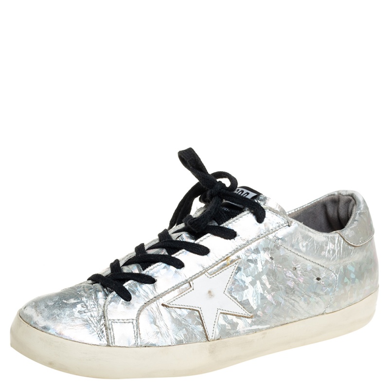 Golden Goose Grey Leather Superstar Lace Up Sneakers Size 40