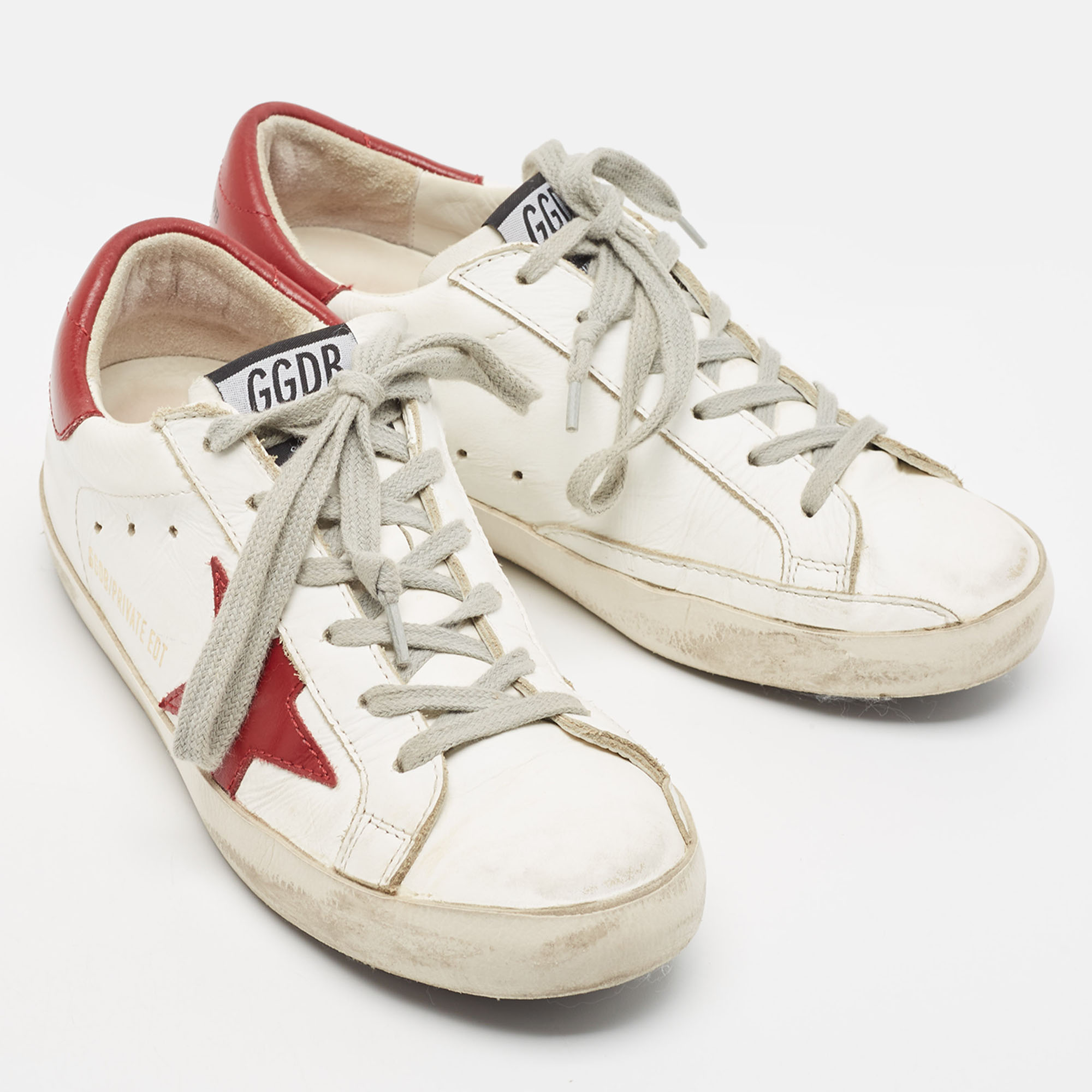 Golden Goose White Leather Super Star  Low Top Sneakers Size 35