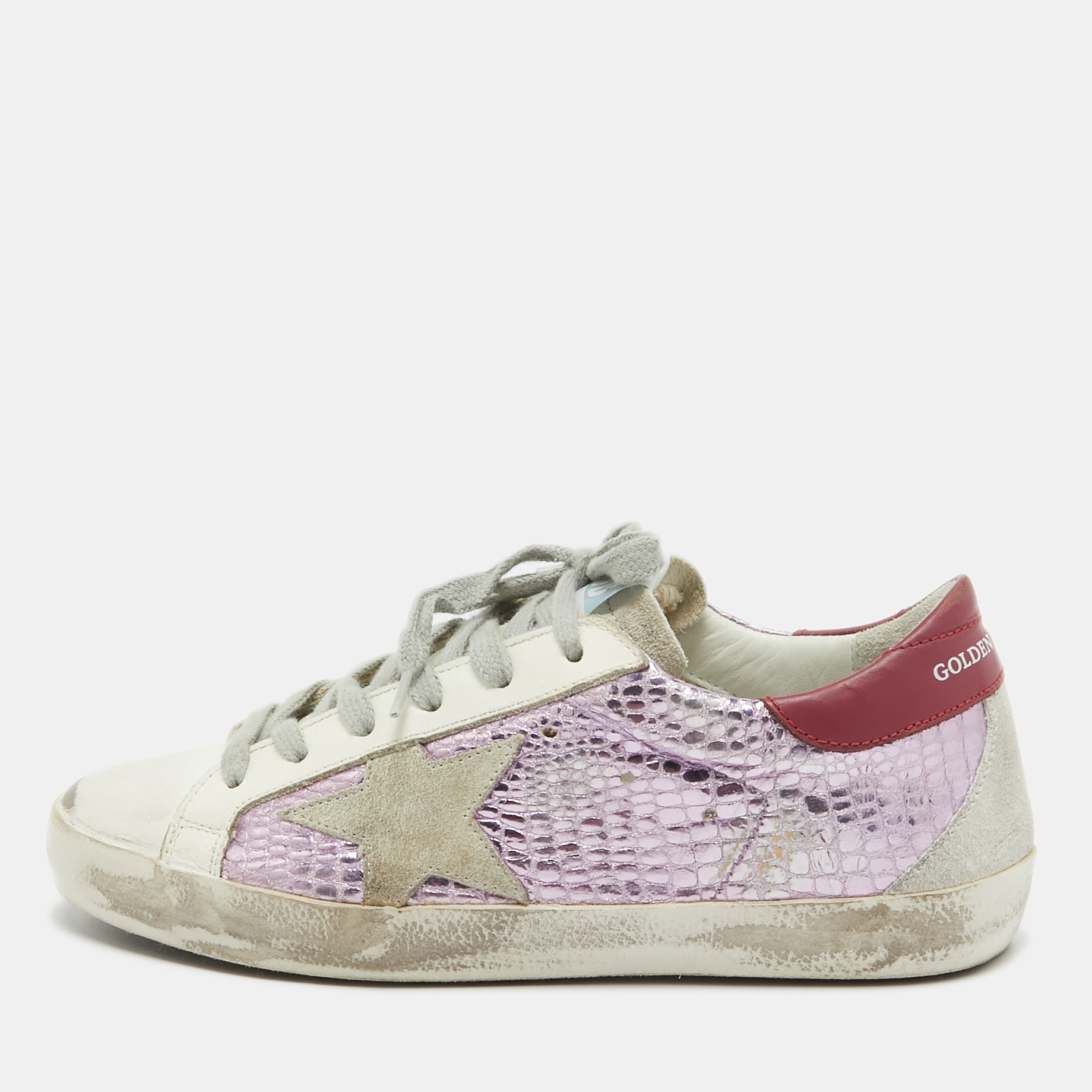 Golden goose multicolor leather and suede star lace up  sneakers size 35