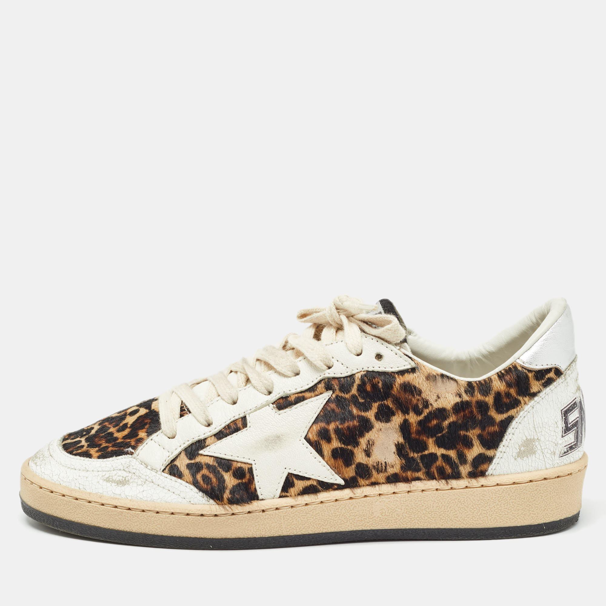 

Golden Goose Tricolor Calf Hair And Leather Sneakers Size, Brown