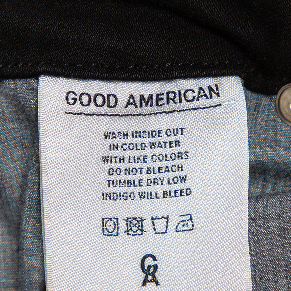 Good American Black Denim Frayed Hem Detail Good Waist Jeans M