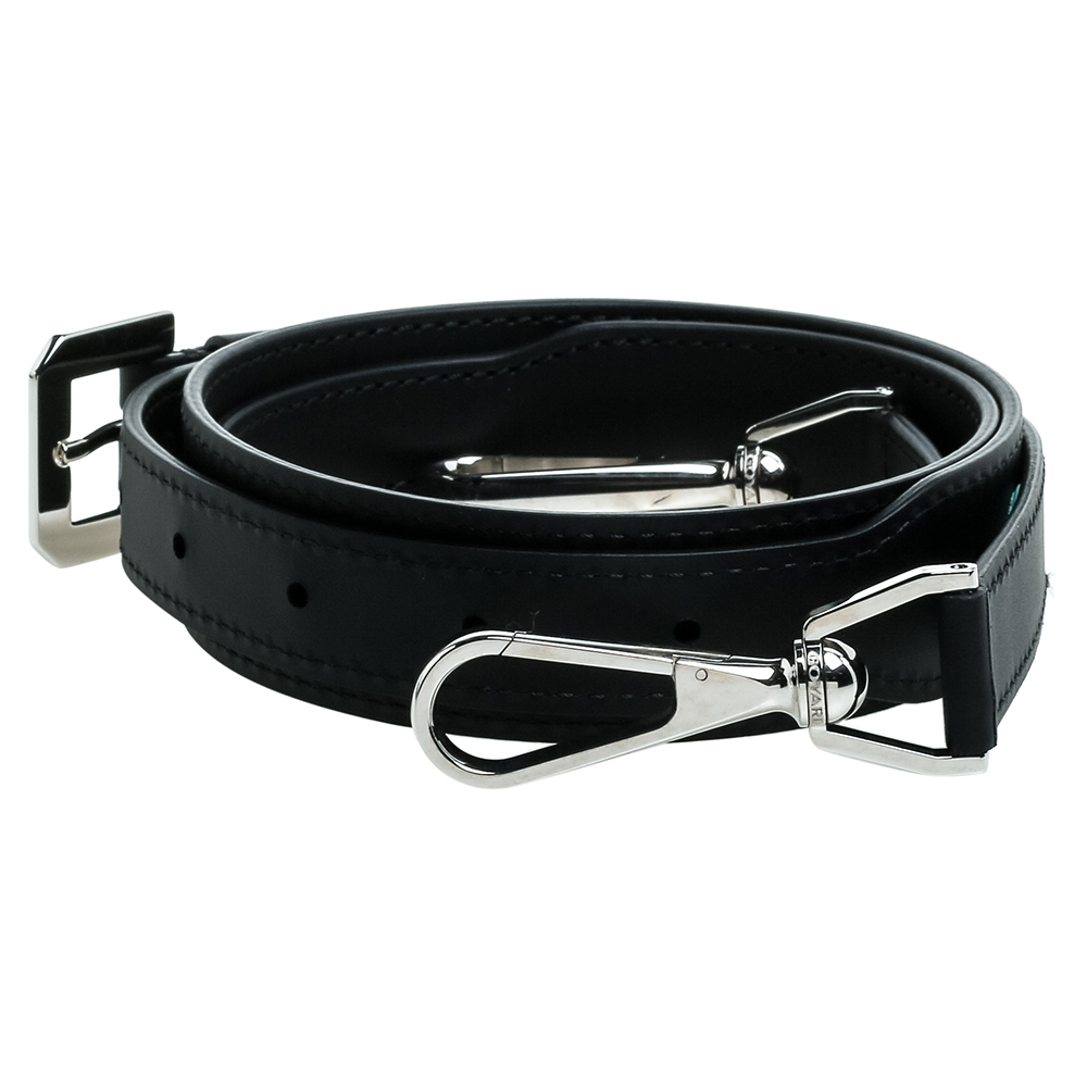 Image of Goyard Black Leather Adjustable Shoulder Bag Strap