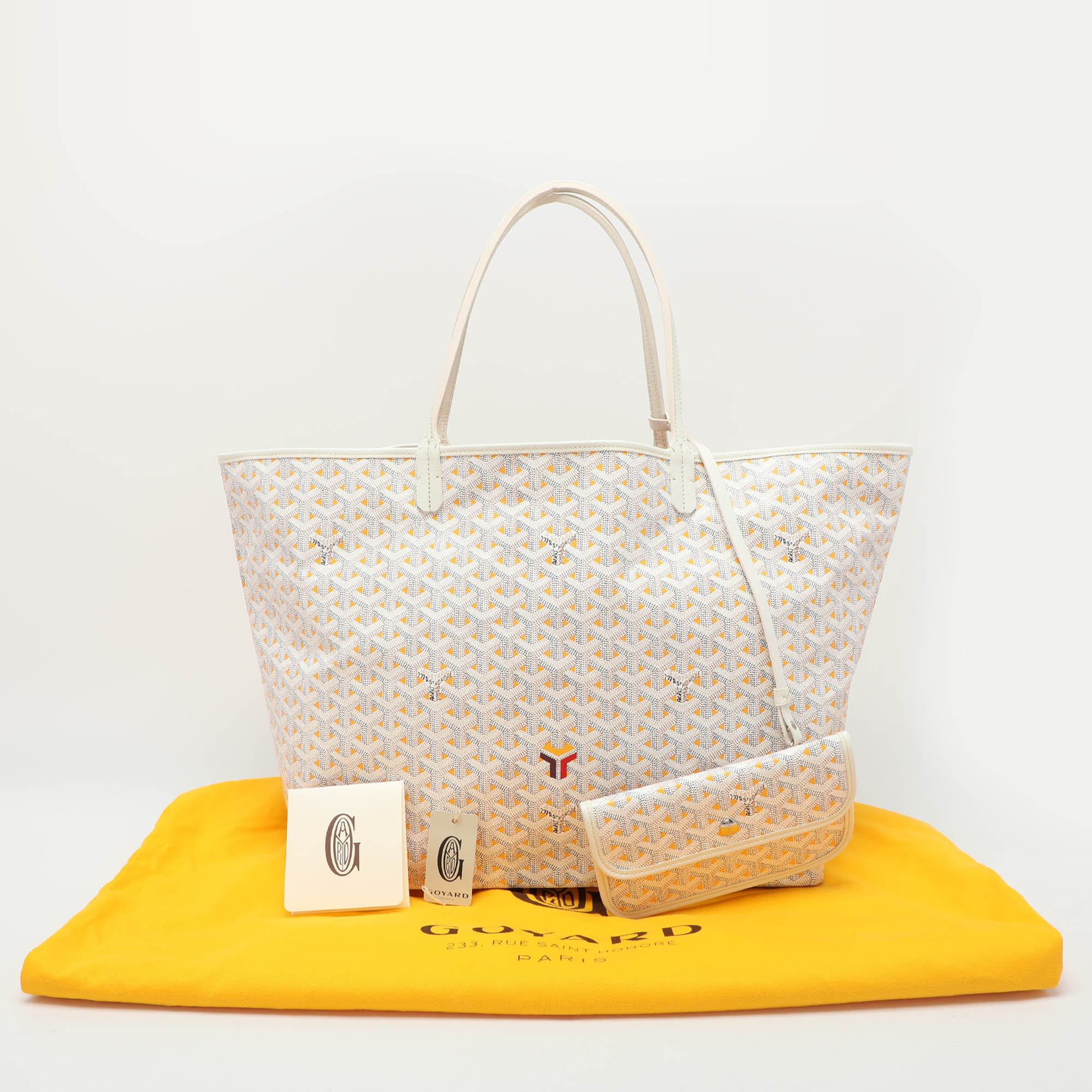 Goyard White Goyardine Coated Canvas And Leather Saint Louis Claire Voie GM Tote