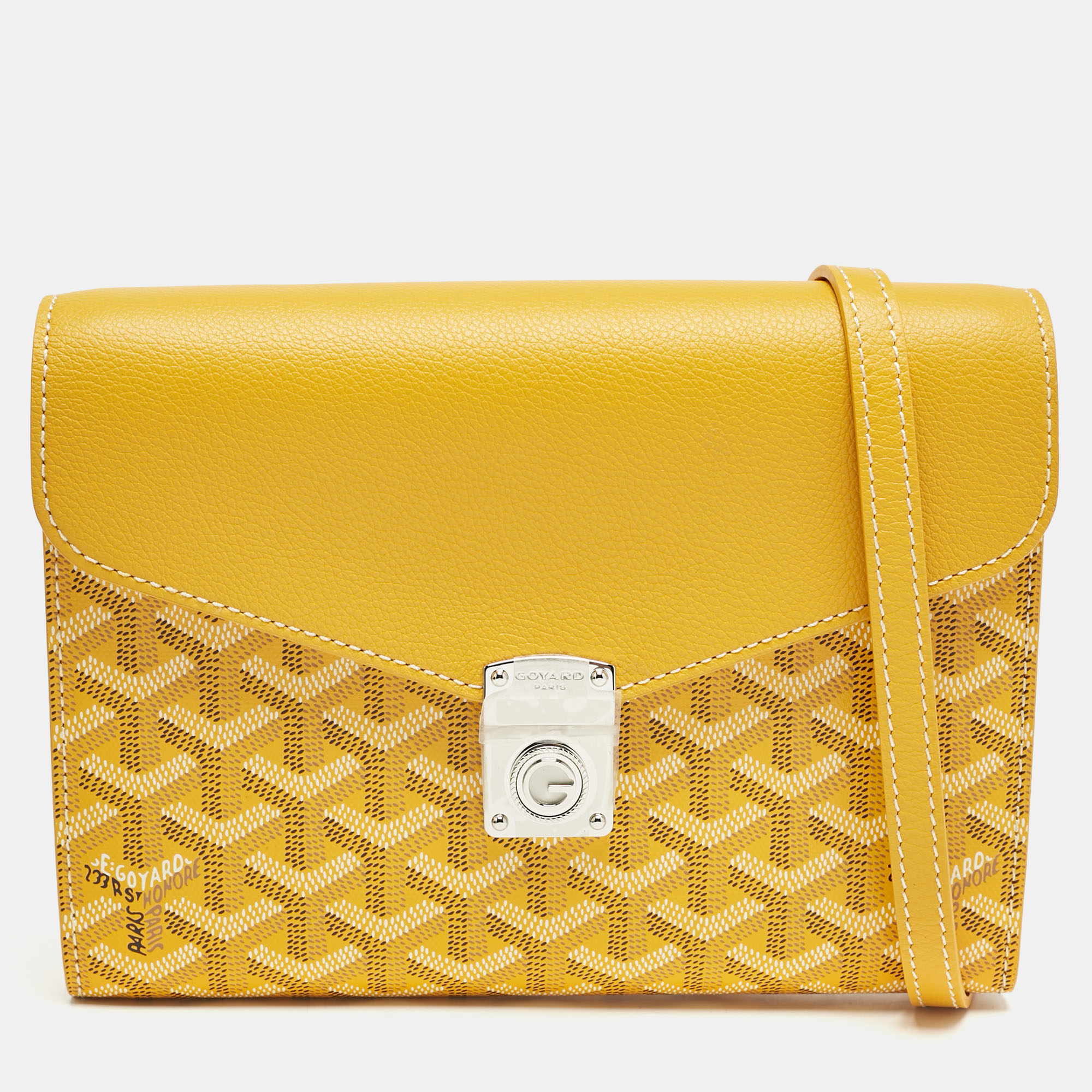 Goyard Yellow Goyardine Coated Canvas and Leather Chypre Wallet-Pouch
Goyard Yellow Goyardine Coated Canvas and Leather Chypre Wallet-Pouch
