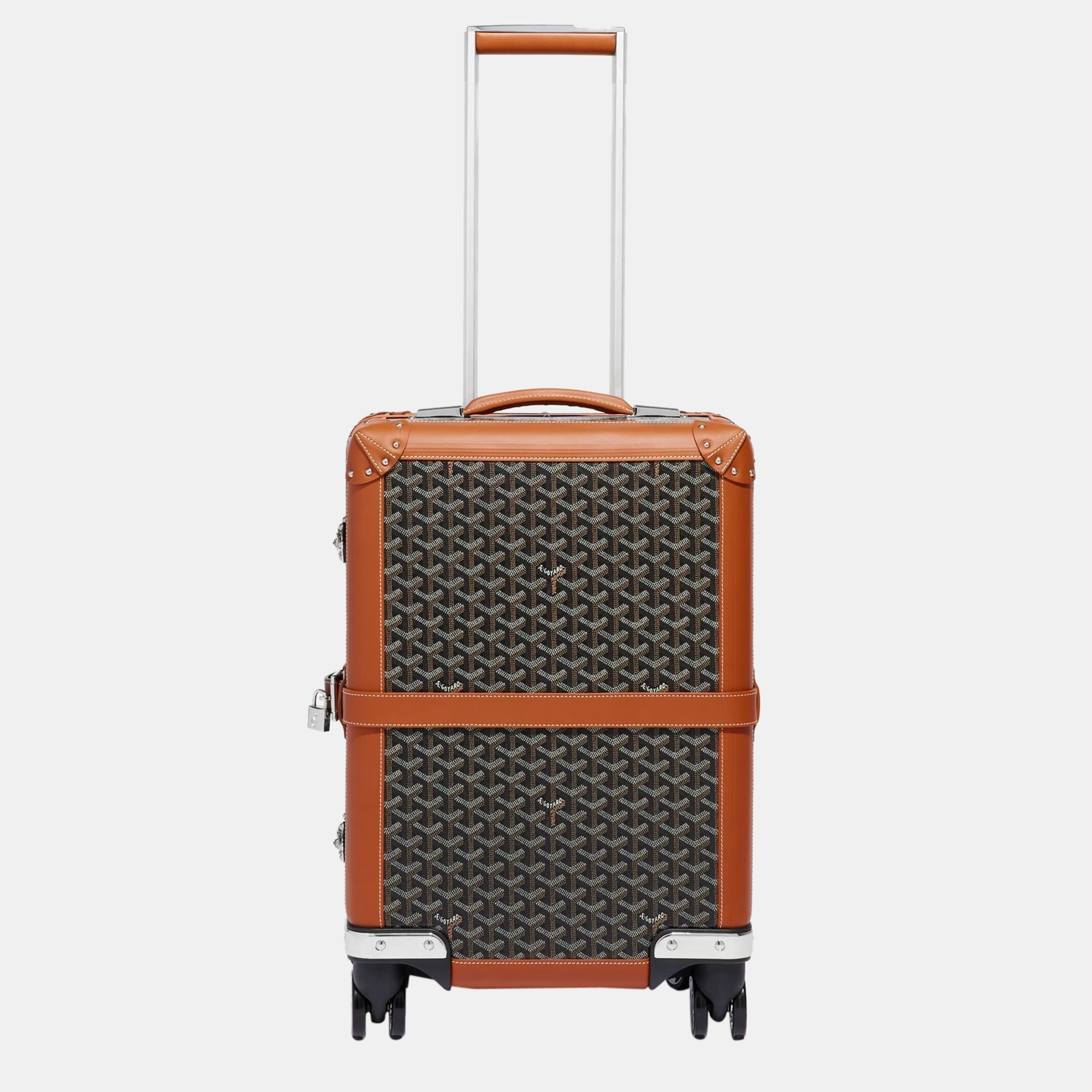 Goyard black & tan goyardine canvas & clamecy cowhide bourget pm trolley case