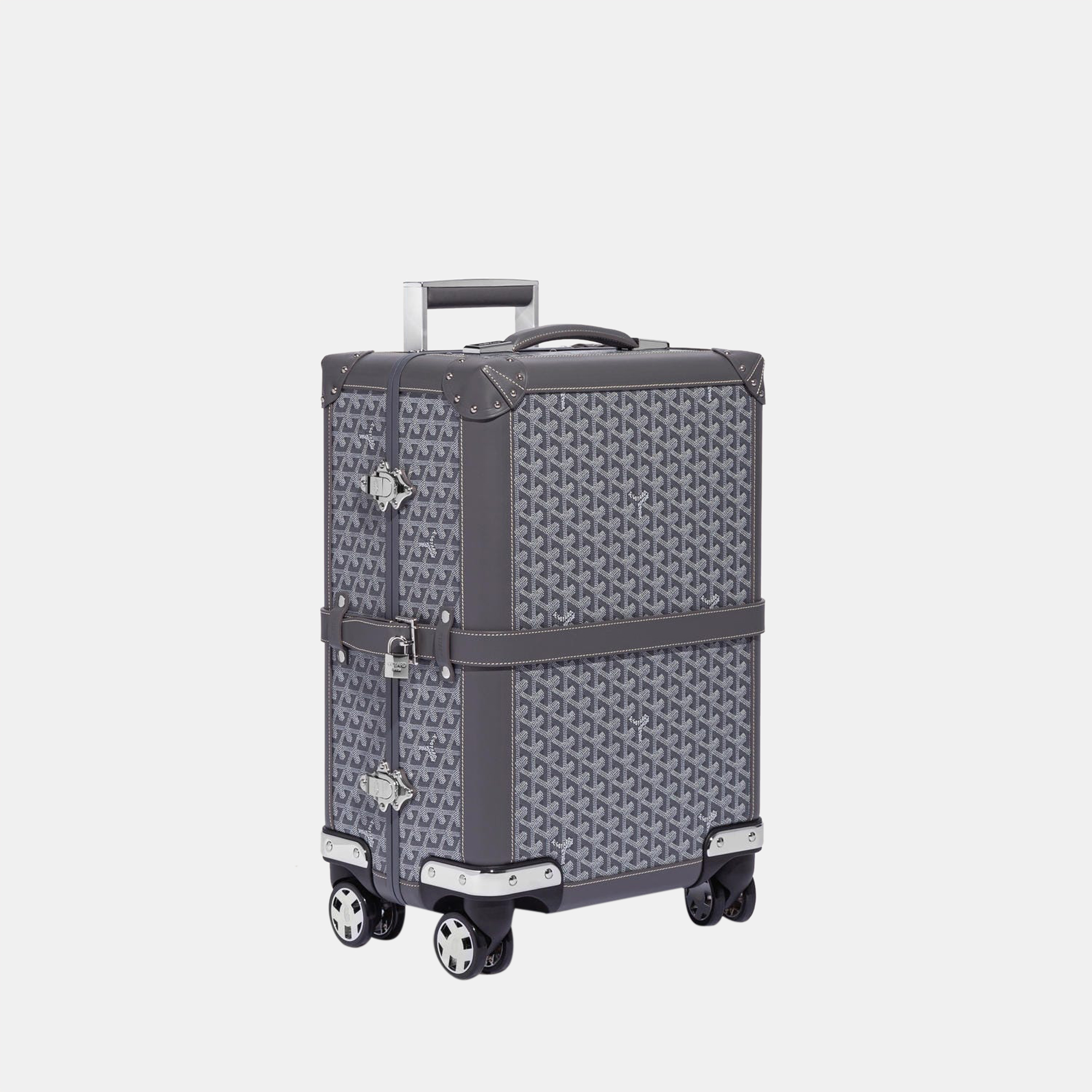 Goyard Grey Goyardine Canvas & Clamecy Cowhide Bourget PM Trolley Case