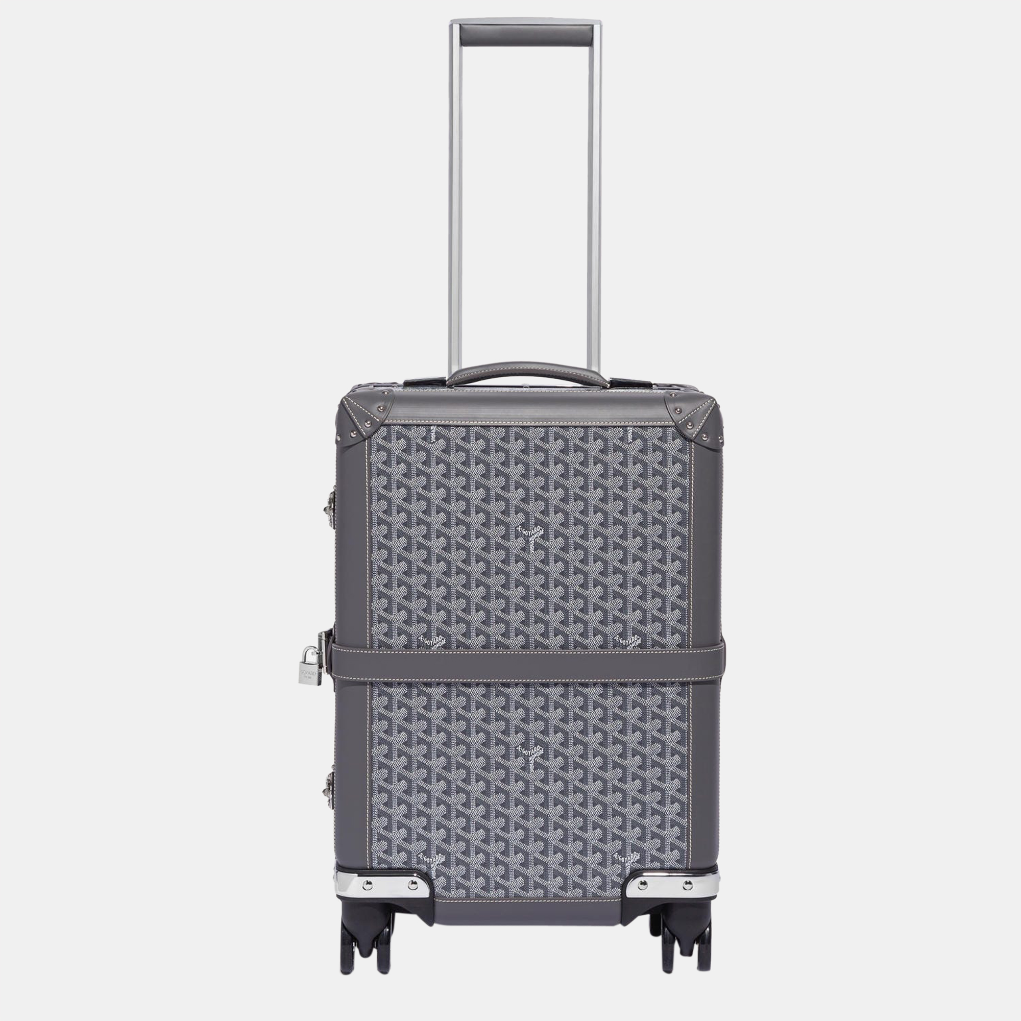 Goyard Grey Goyardine Canvas & Clamecy Cowhide Bourget PM Trolley Case