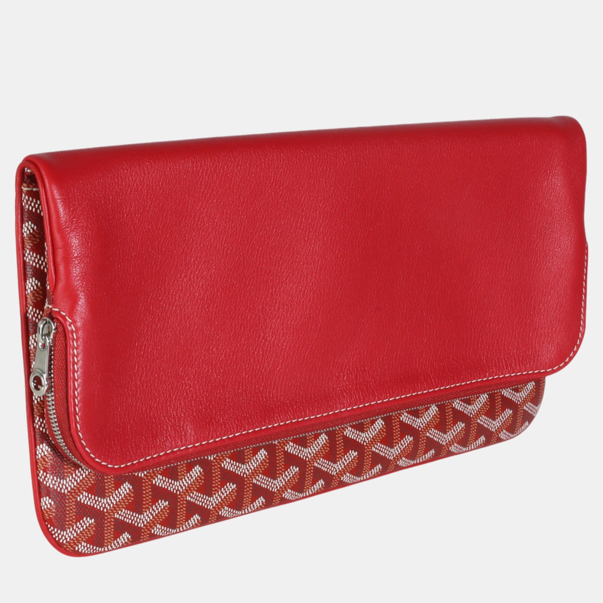 Goyard Red Goyardine Canvas Sainte Marie Clutch