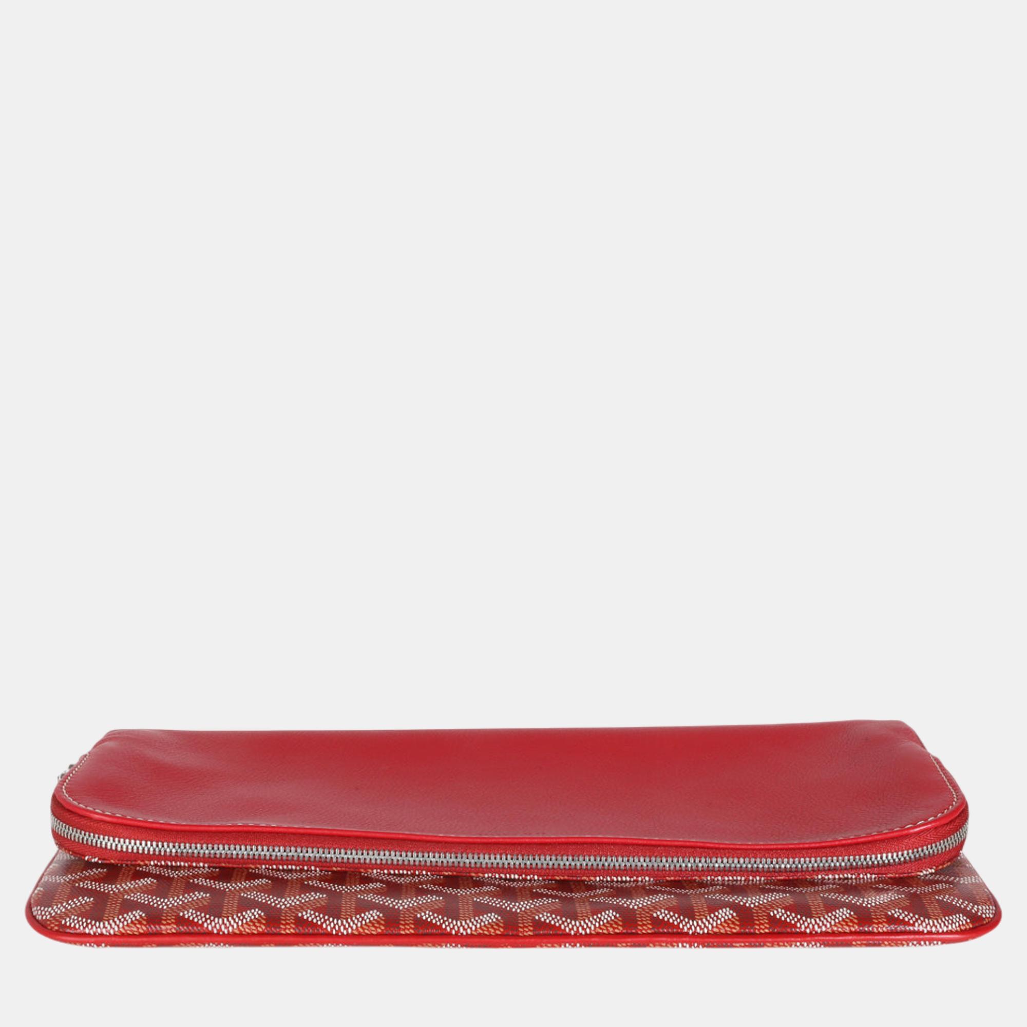 Goyard Red Goyardine Canvas Sainte Marie Clutch