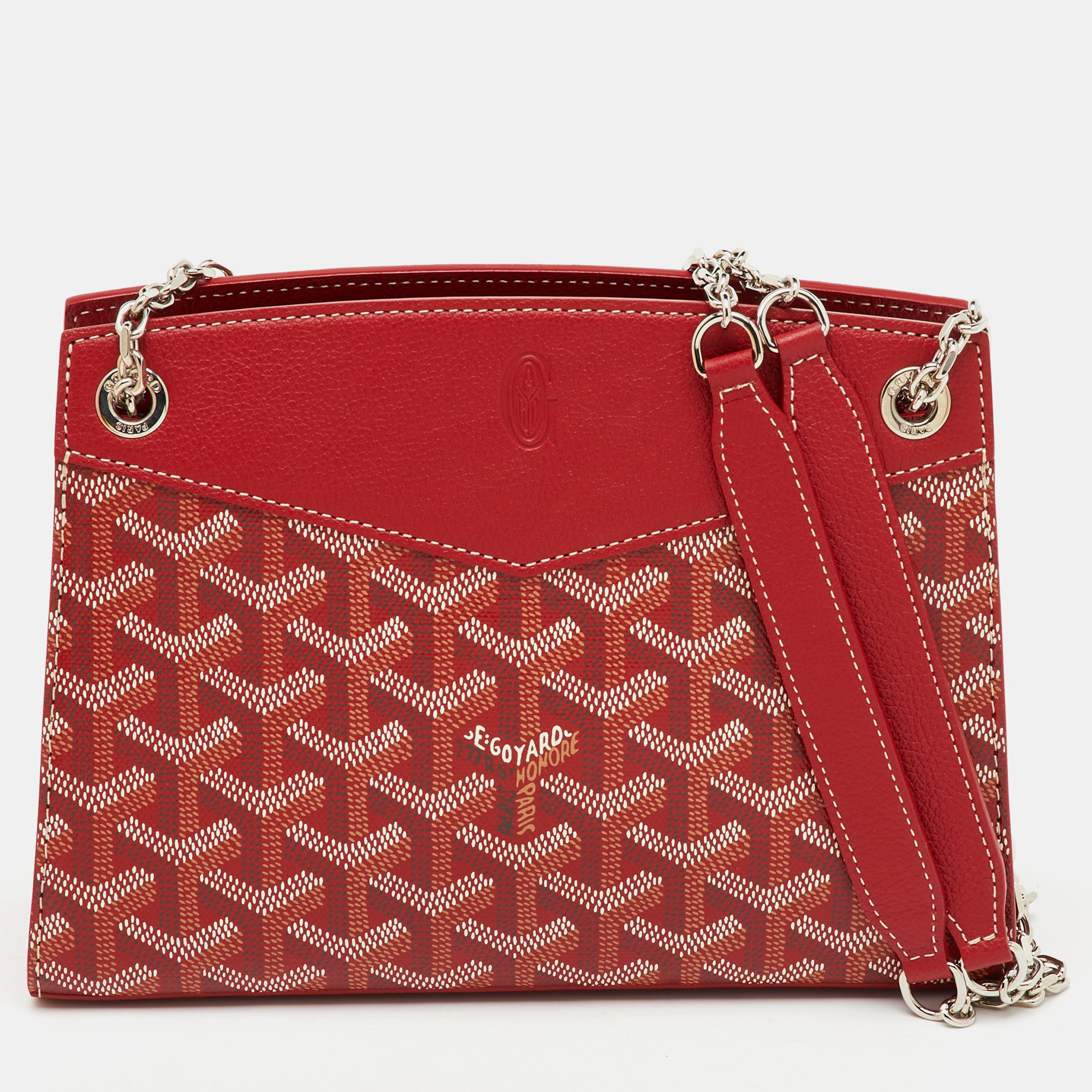 Goyard Red Goyardine Coated Canvas and Leather Rouette Structure Mini Shoulder Bag
Goyard Red Goyardine Coated Canvas and Leather Rouette Structure Mini Shoulder Bag