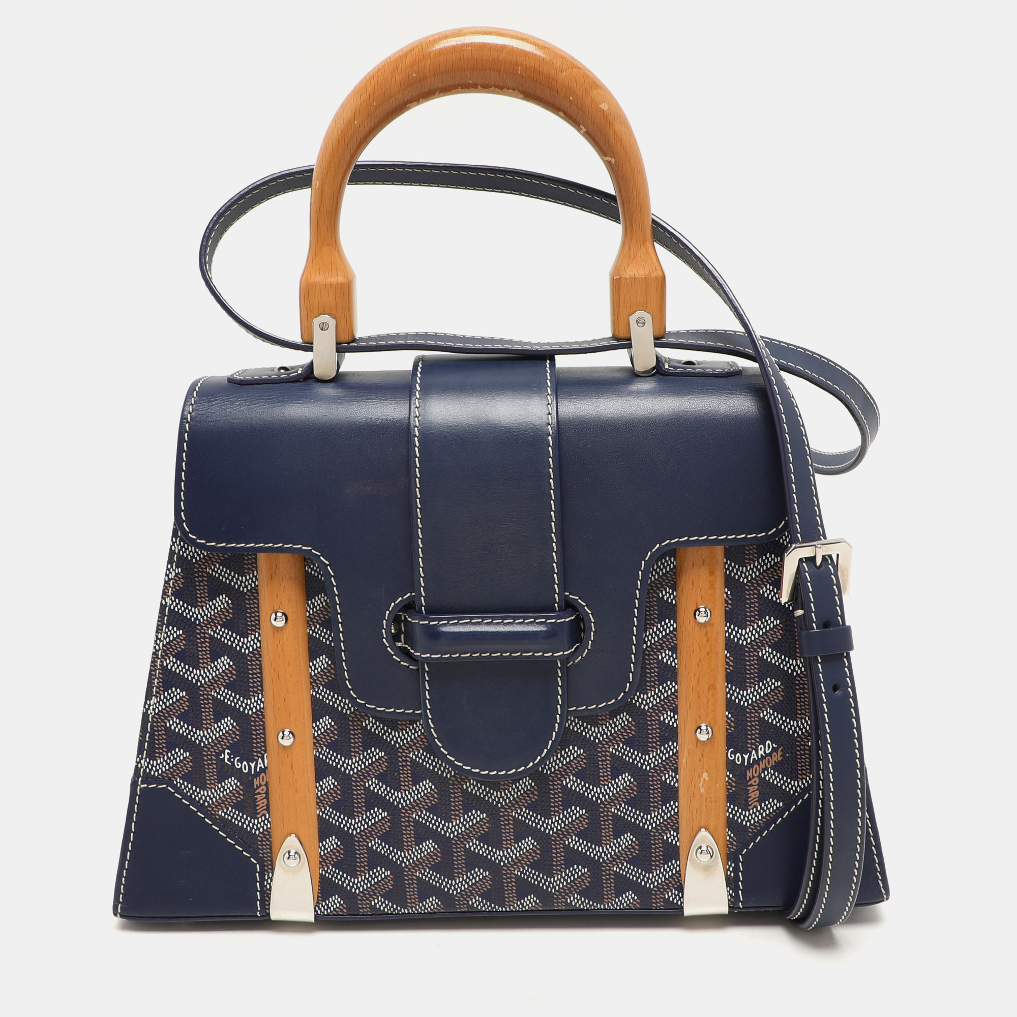 Goyard Blue Coated Canvas and Leather PM Saigon Top Handle Bag
Goyard Blue Coated Canvas and Leather PM Saigon Top Handle Bag