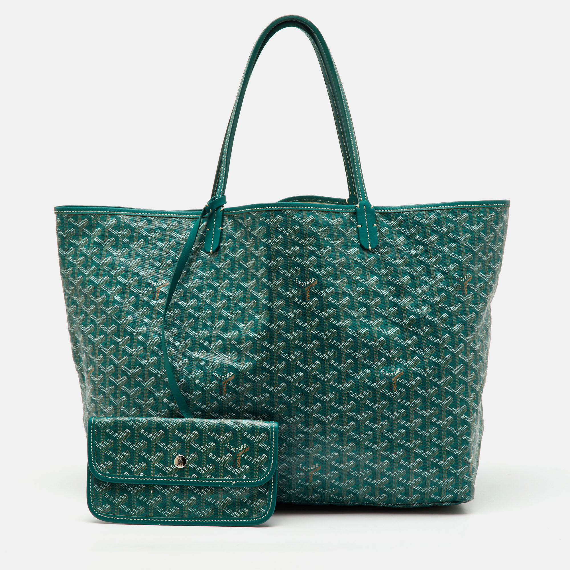 Goyard Green Goyardine Coated Canvas and Leather Saint Louis GM Tote
Goyard Green Goyardine Coated Canvas and Leather Saint Louis GM Tote