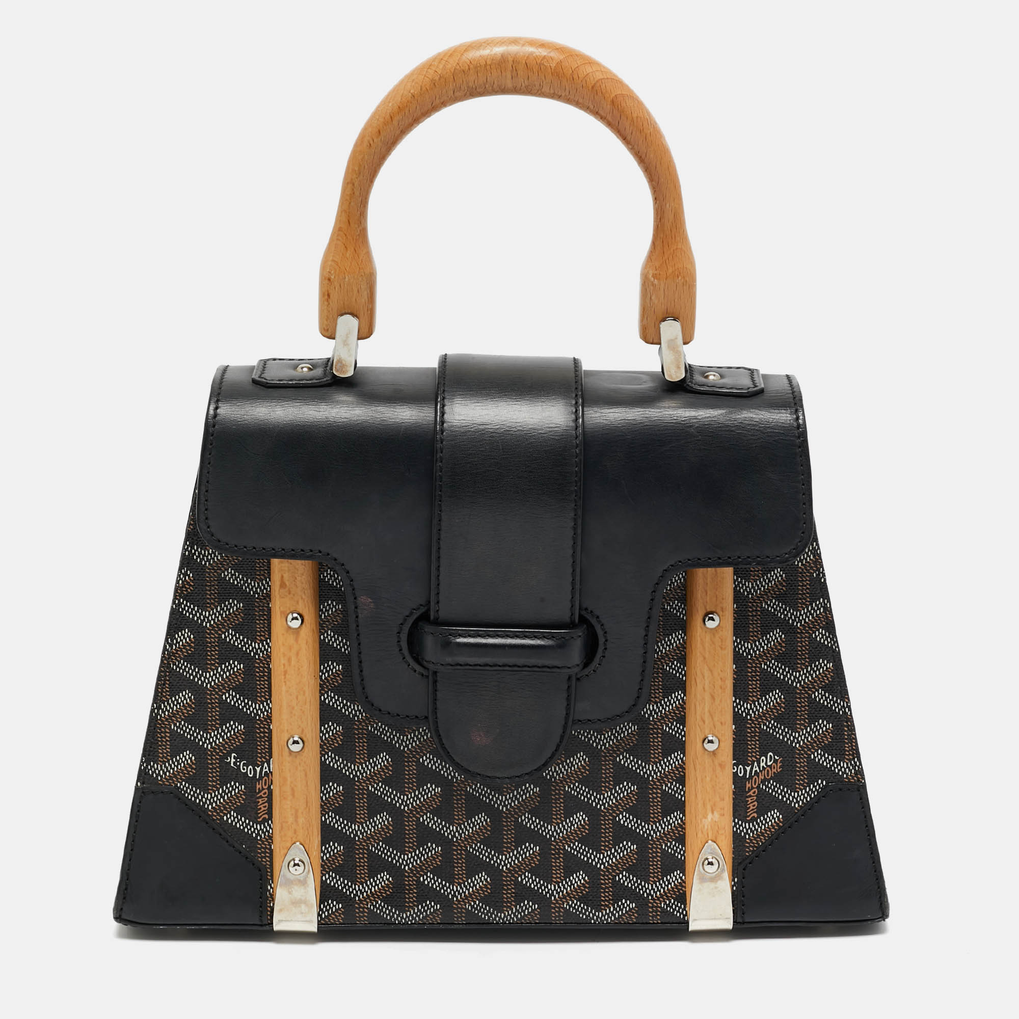 Goyard Black Goyardine Coated Canvas and Leather PM Saigon Top Handle Bag
Goyard Black Goyardine Coated Canvas and Leather PM Saigon Top Handle Bag