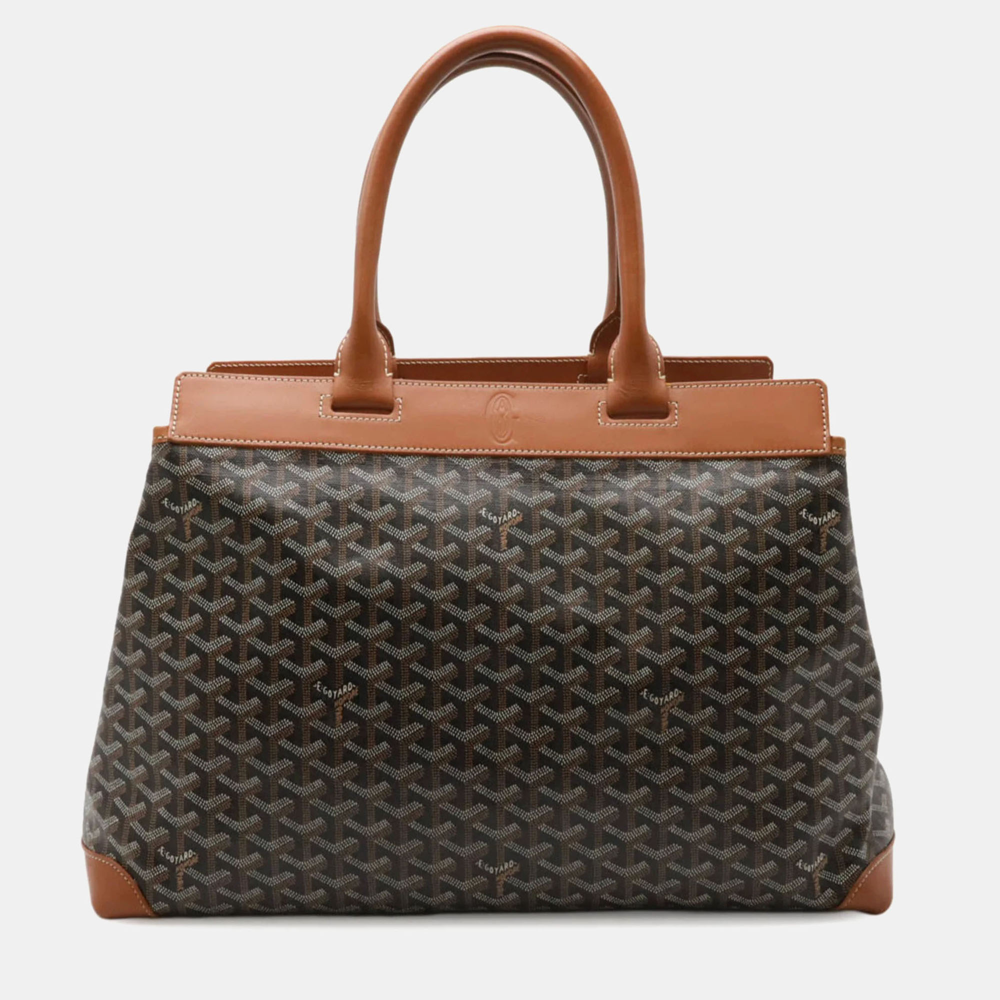 Goyard Belle Chasse MM Herringbone Pattern Black Brown Coated Canvas Leather Tote
Goyard Belle Chasse MM Herringbone Pattern Black Brown Coated Canvas Leather Tote