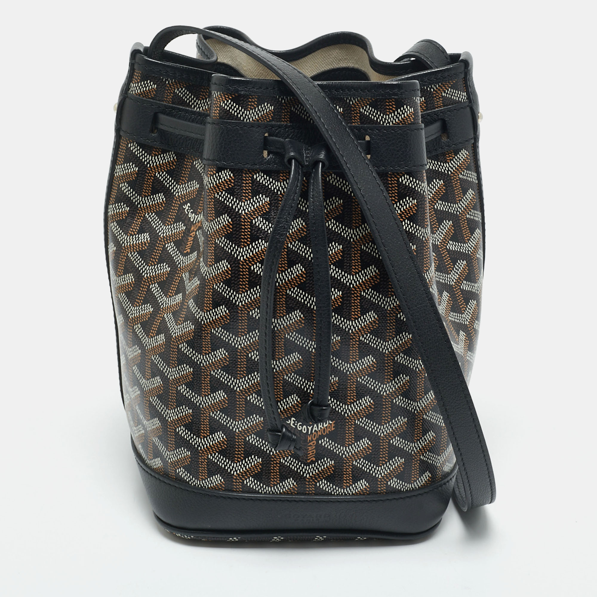 Goyard Black Goyardine Coated Canvas and Leather Flot Bucket Bag