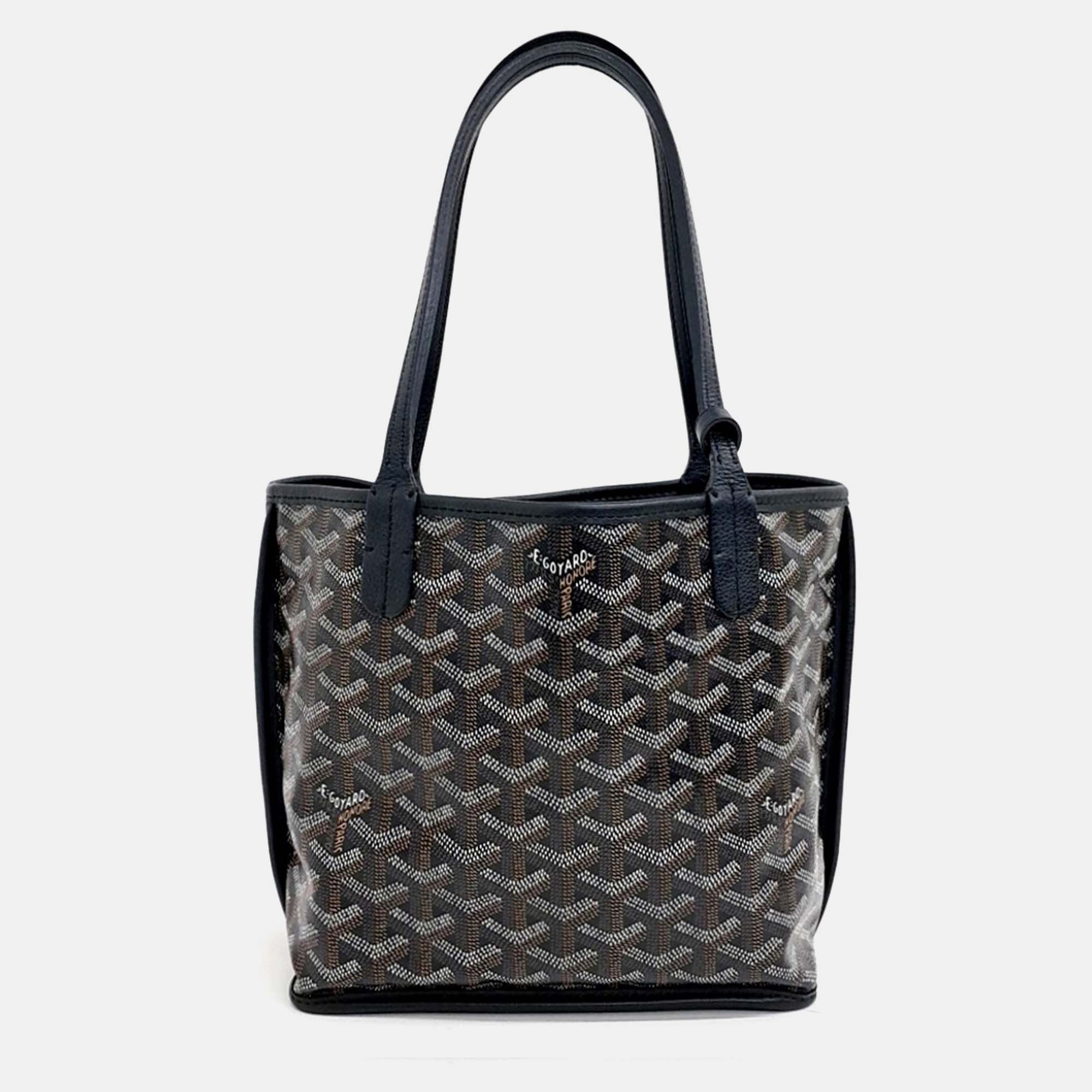 Goyard Black Leather and PVC Mini Anjou Bag 
Goyard Black Leather and PVC Mini Anjou Bag