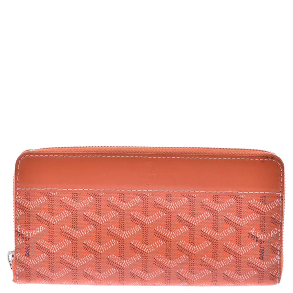 Image of Goyard Orange Goyardine Canvas Matignon Wallet