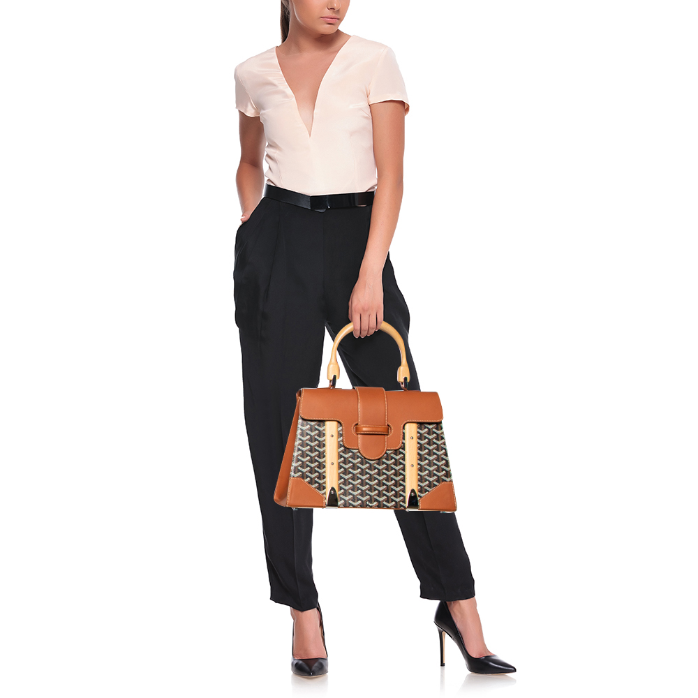 Goyard Brown Goyardine Coated Canvas and Leather Saigon MM Top Handle Bag
Goyard Brown Goyardine Coated Canvas and Leather Saigon MM Top Handle Bag