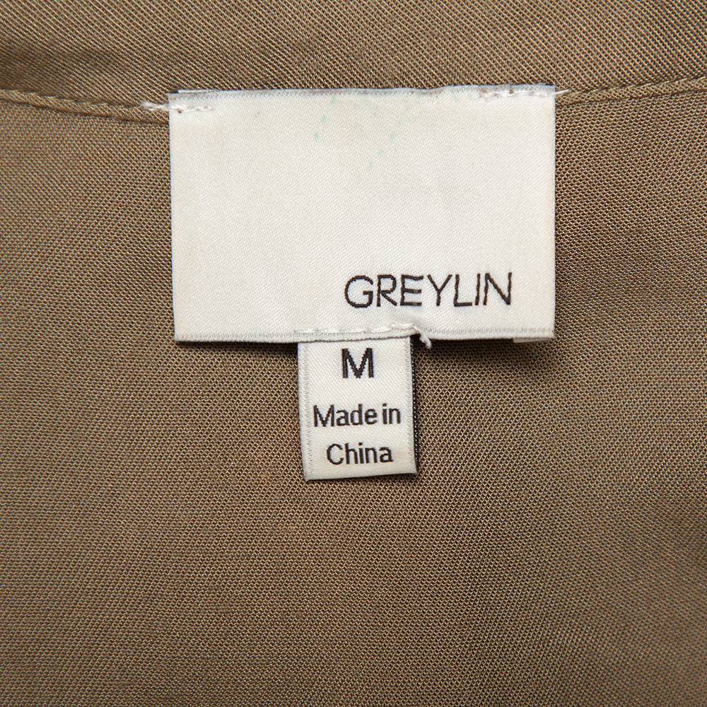 Greylin Military Green Synthetic Sleeveless Klark Jumpsuit M