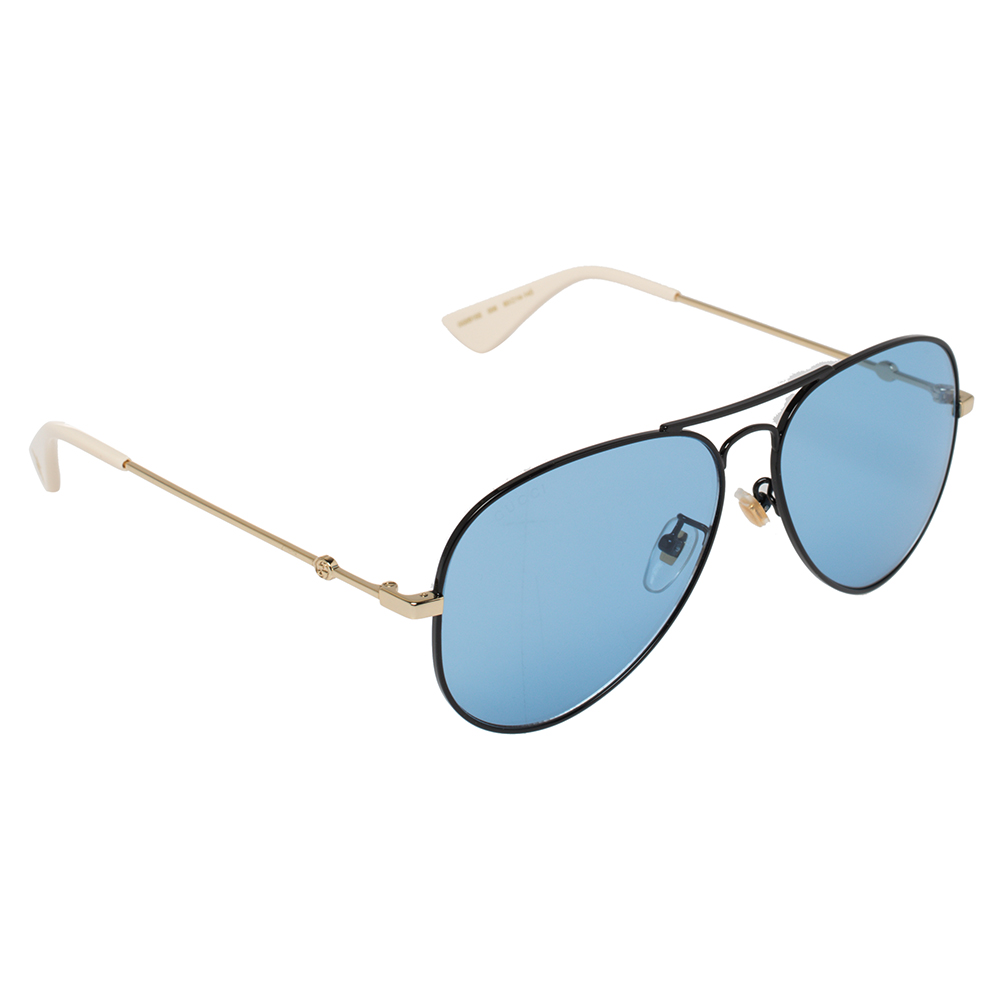 Gucci Gold Tone/Blue Gradient GG0515S Aviator Sunglasses