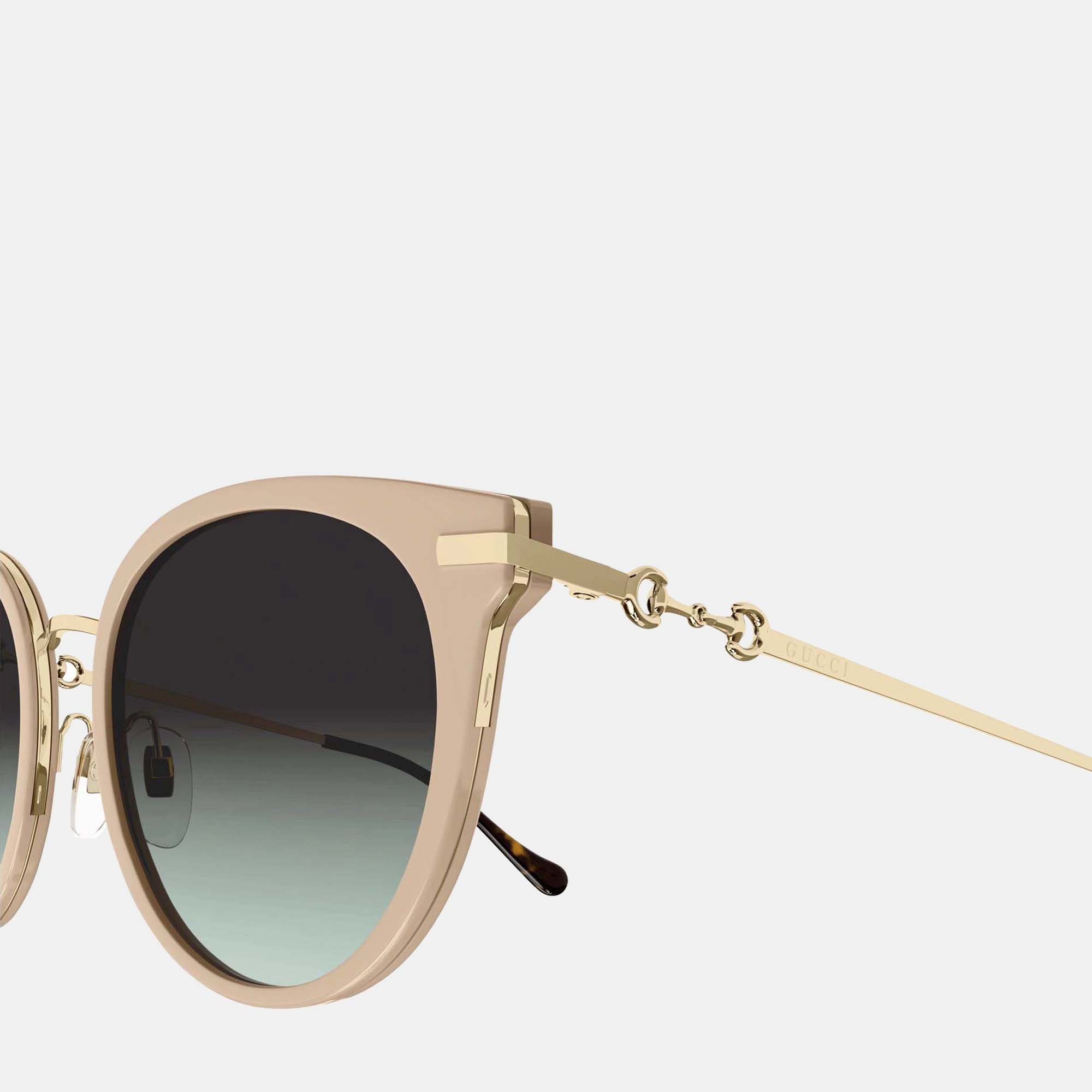 Gucci Ivory / Beige - GG1015 Horsebit Round-frame Sunglasses