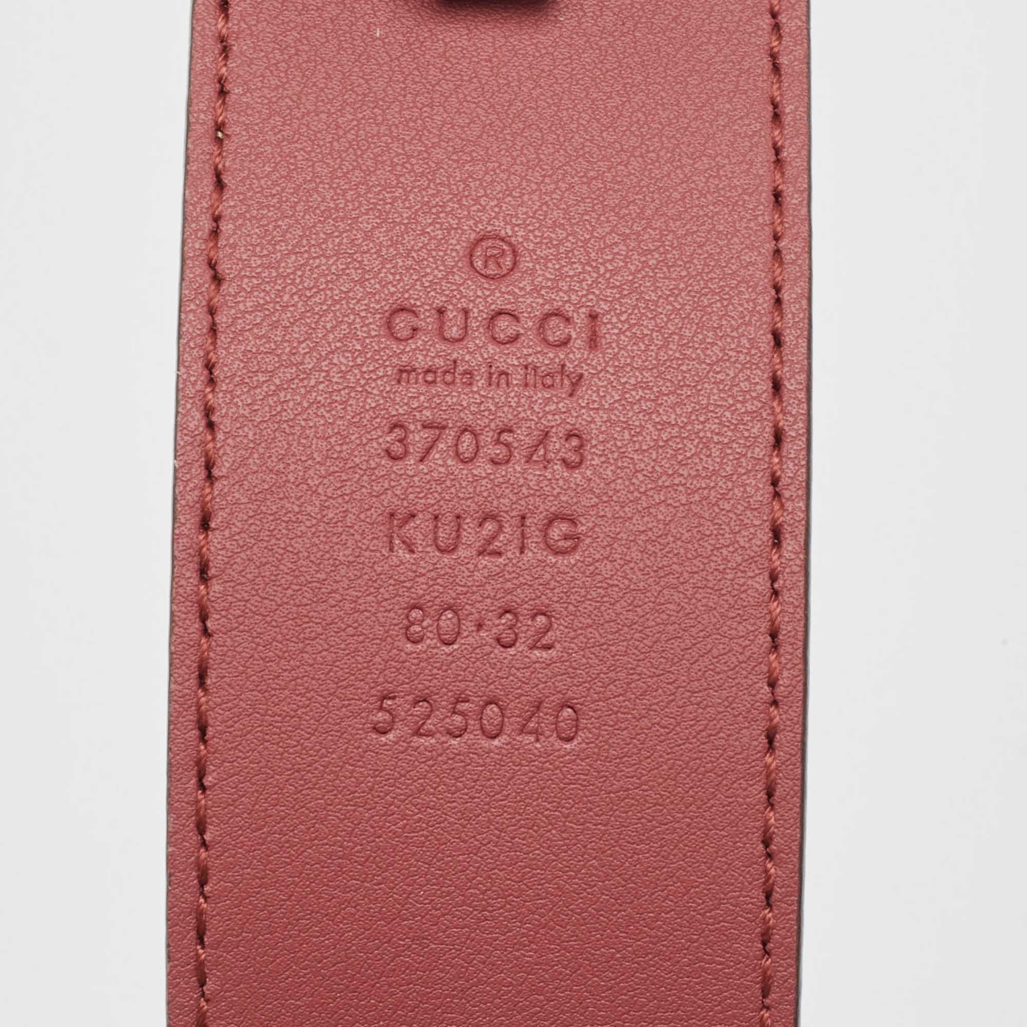 Gucci Beige/Pink GG Supreme Blooms Print Canvas Interlocking G Buckle Belt 80CM