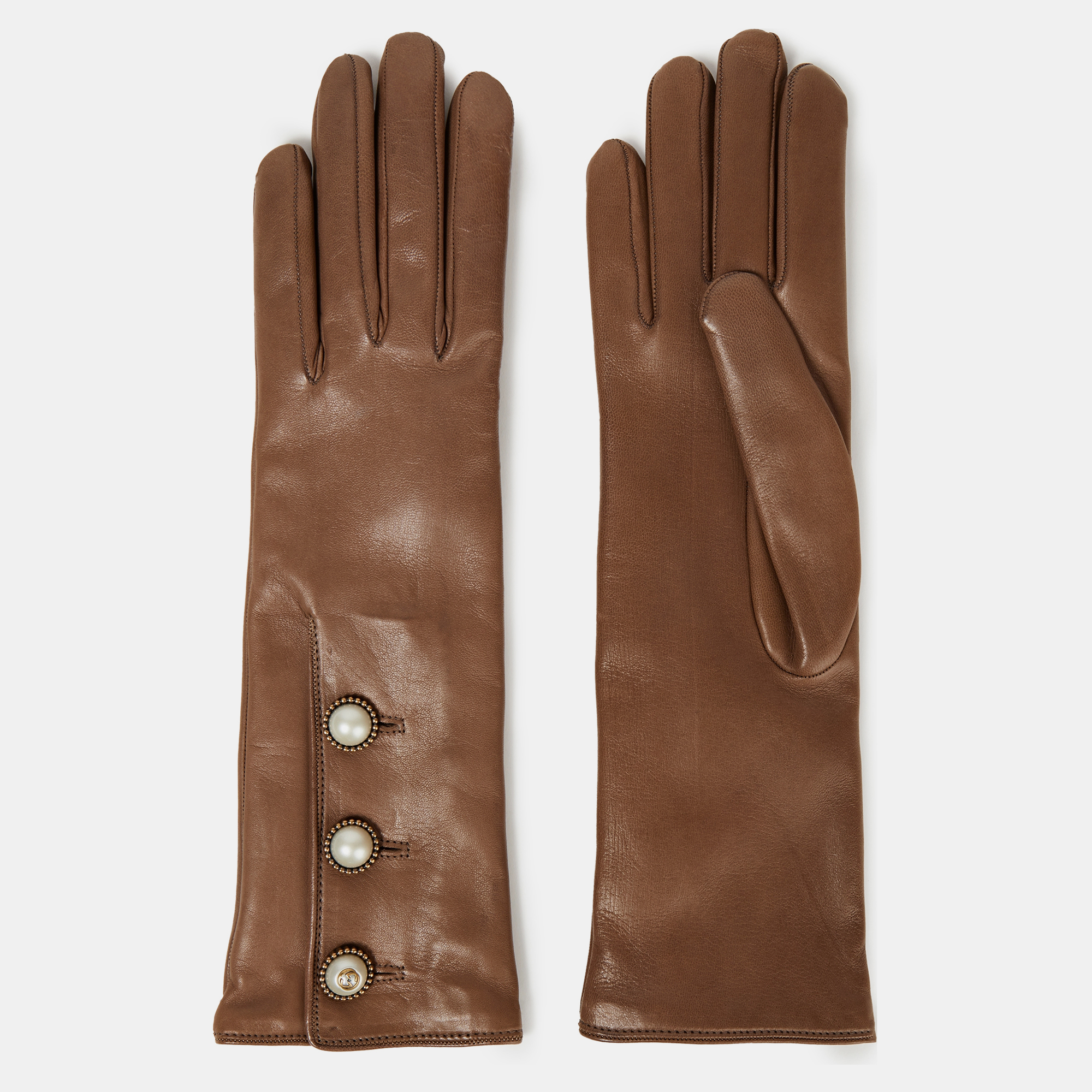 Gucci brown leather gloves 7