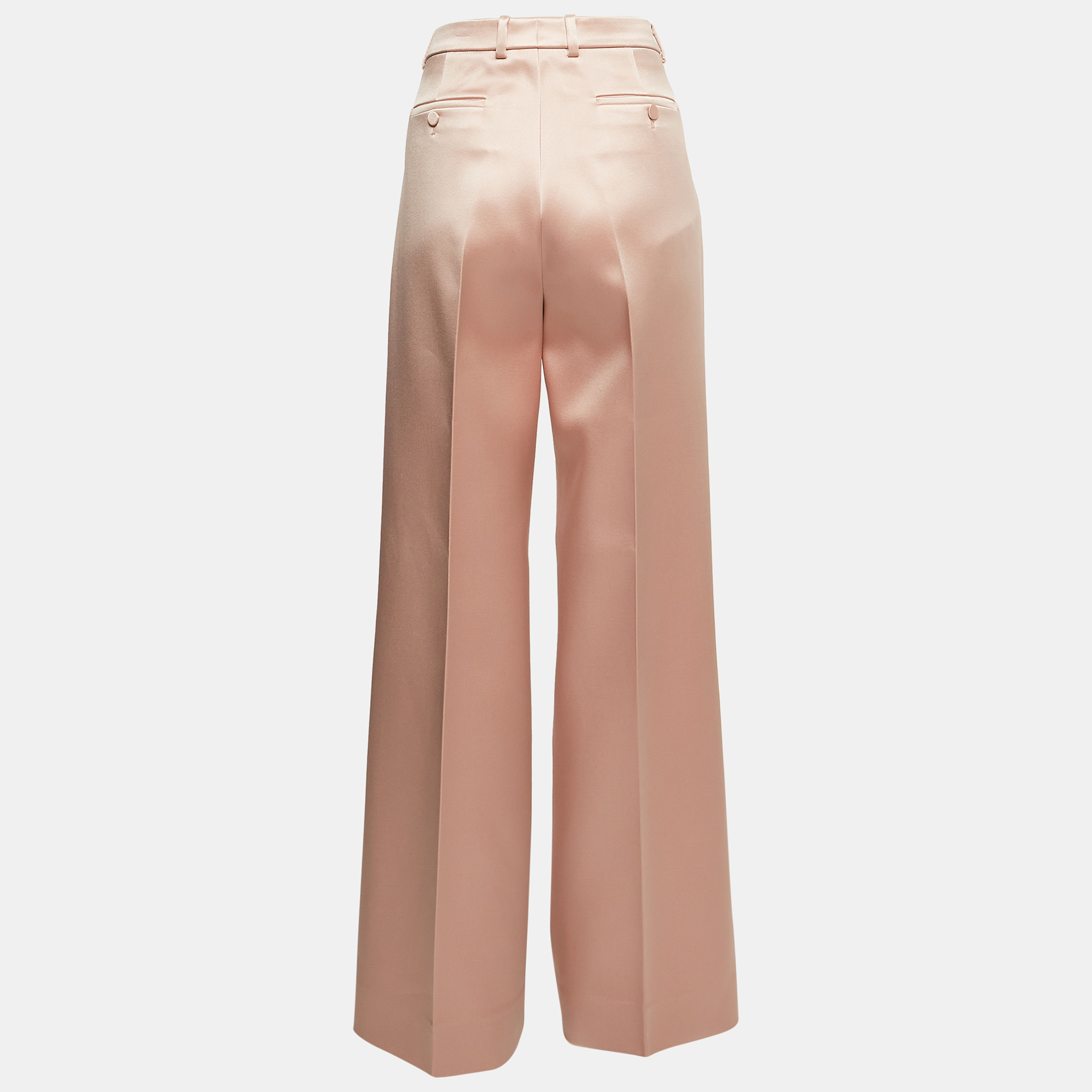 Gucci Pink Satin Pleated Straight Trousers M