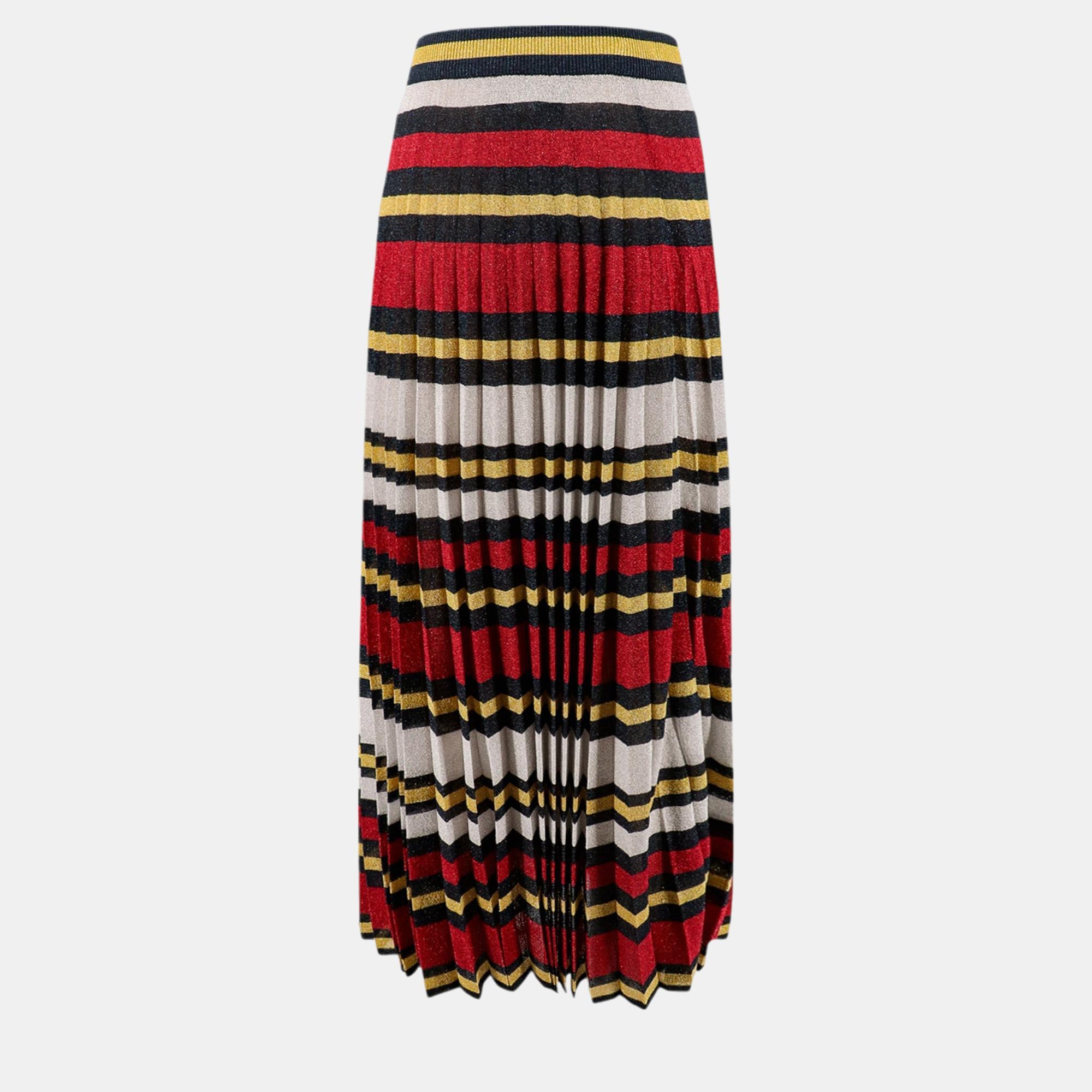 Gucci Multicolor Lurex Striped Motif Skirt S