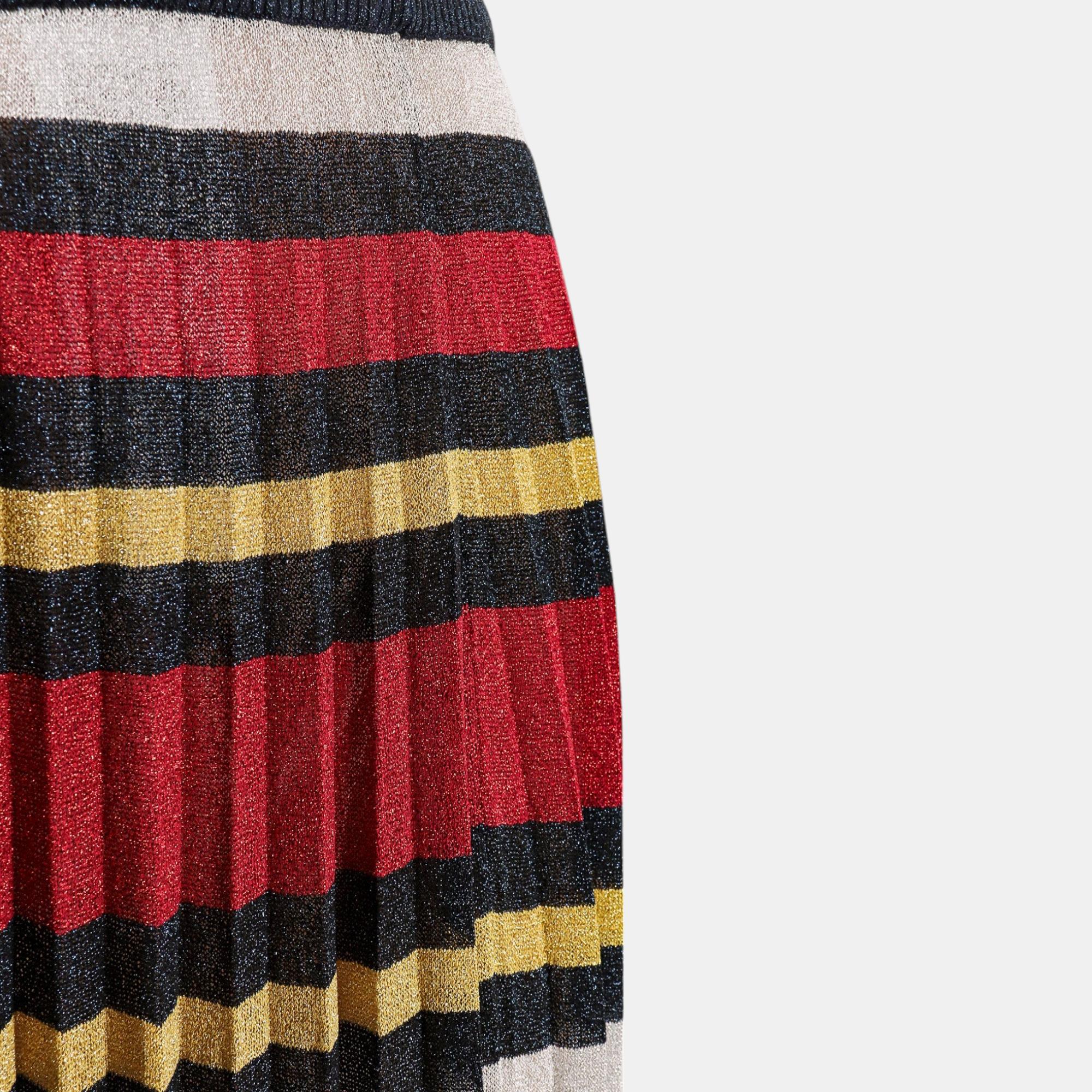 Gucci Multicolor Lurex Striped Motif Skirt S