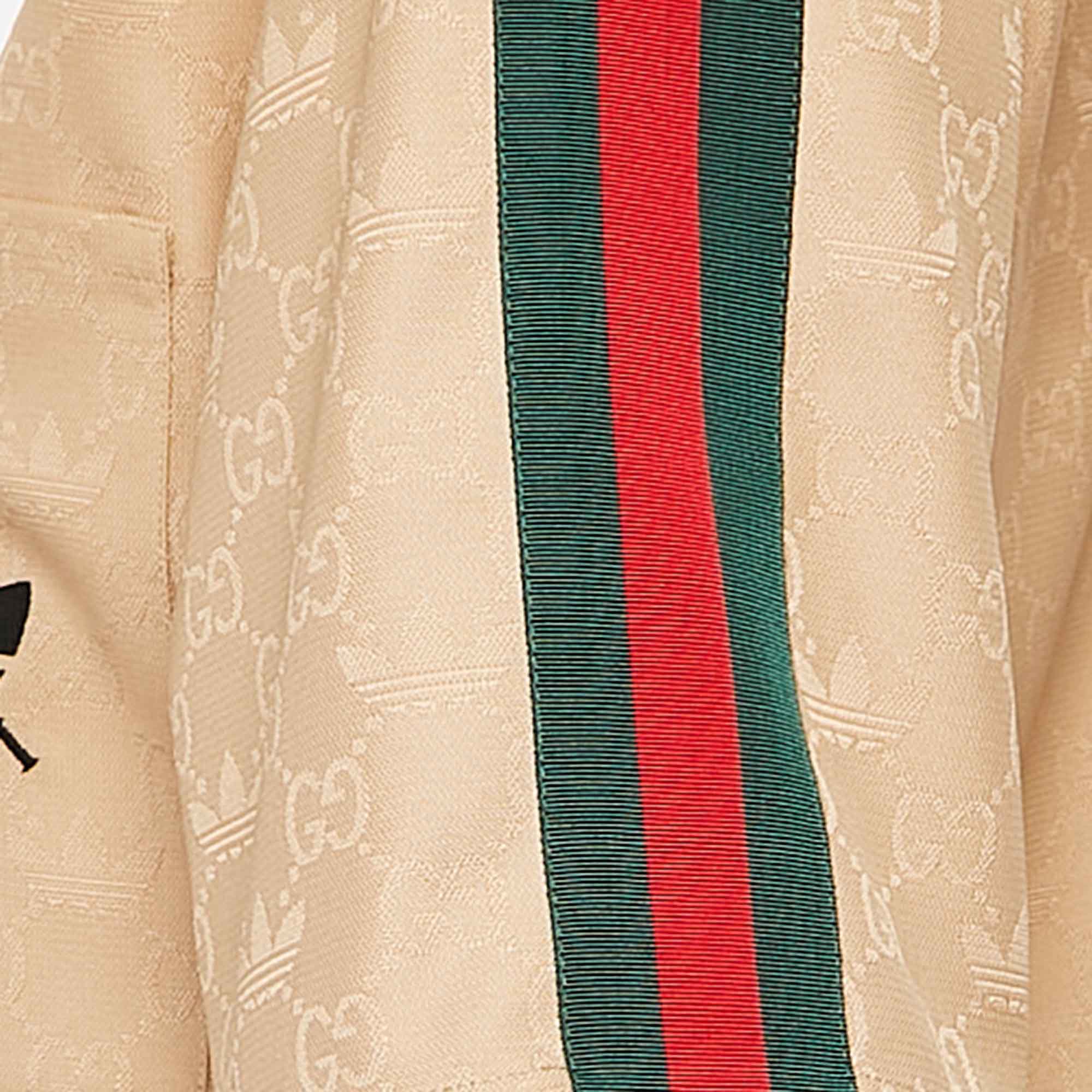 Gucci X Adidas Brown GG And Trefoil Jacquard Button-Up Shirt M