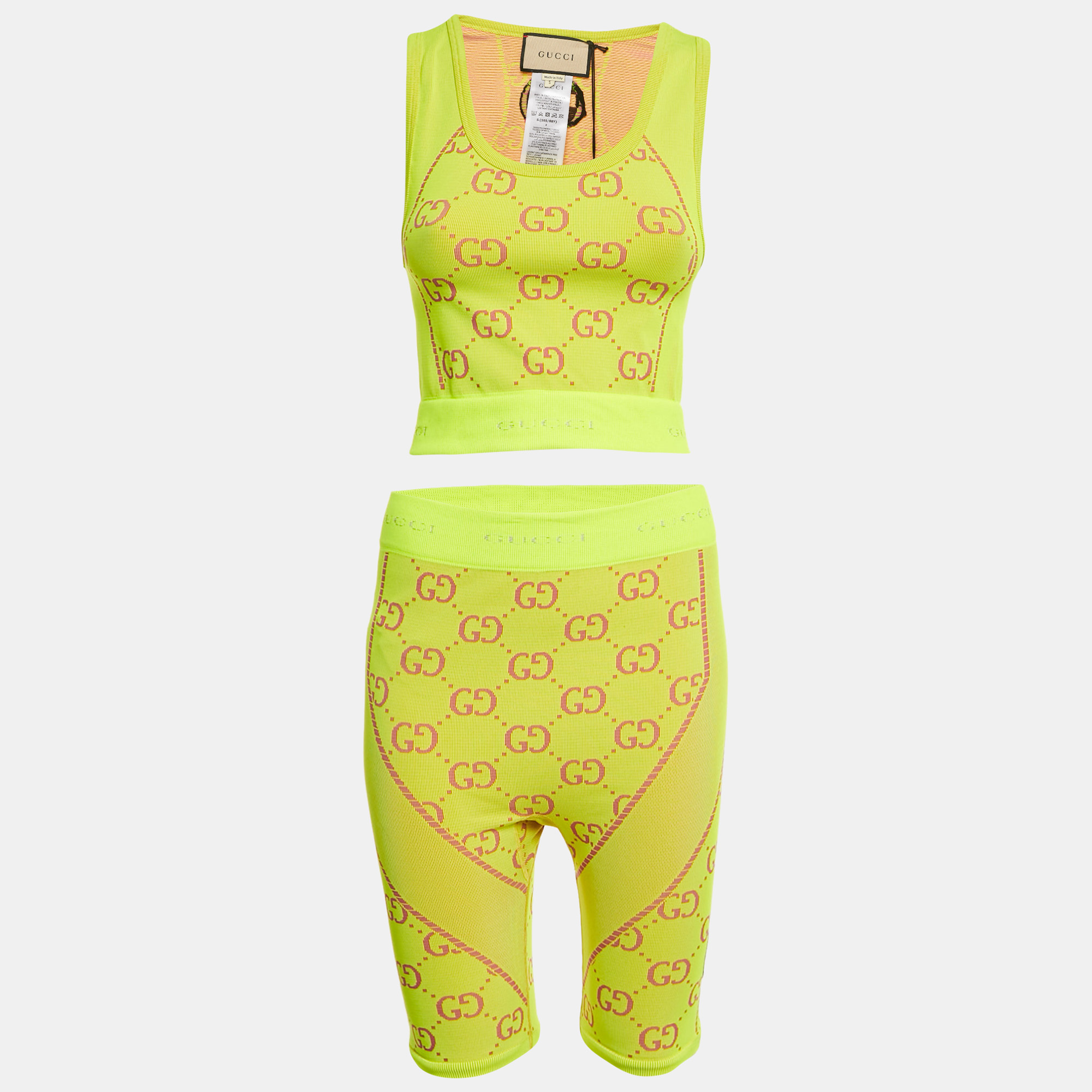 Acid GG Jacquard Technical Crop Top and Biker Shorts Set S/M - Gucci - Modalova