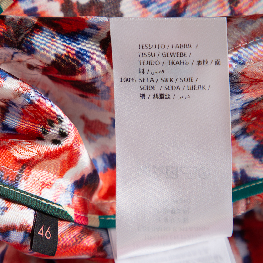 Gucci Multicolor Printed Silk Open Front Coat L