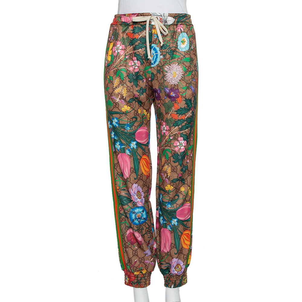 Gucci Brown Floral Printed Knit Joggers S