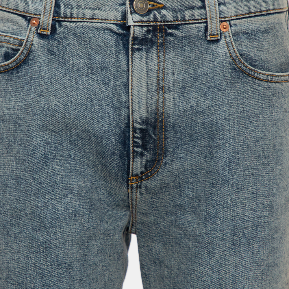 Gucci Blue Logo Printed Denim Muddy Effect Skinny Jeans M