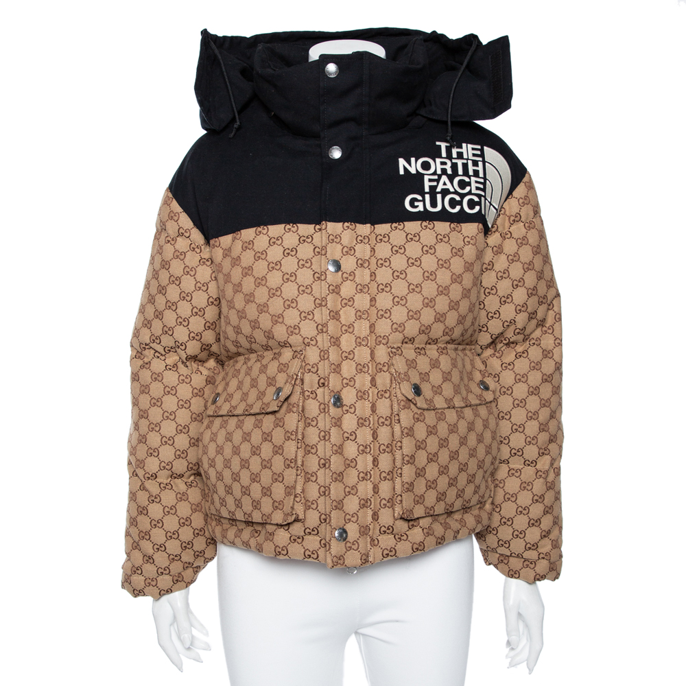 

Gucci x The North Face Beige GG Monogram Canvas Down Hooded Jacket