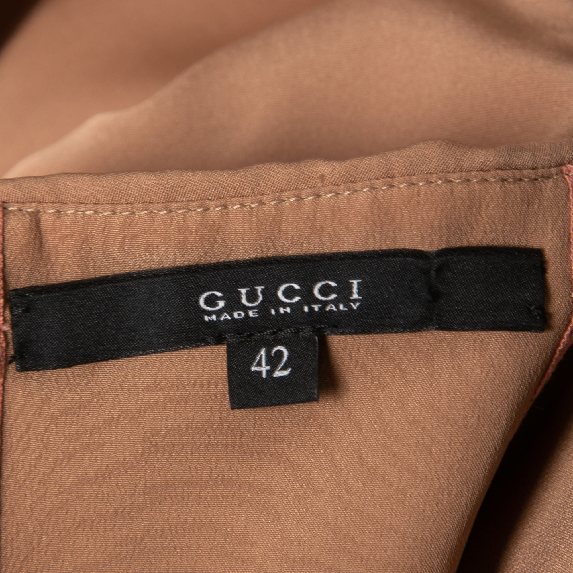 Gucci Beige Silk Chiffon Strapless Short Dress M