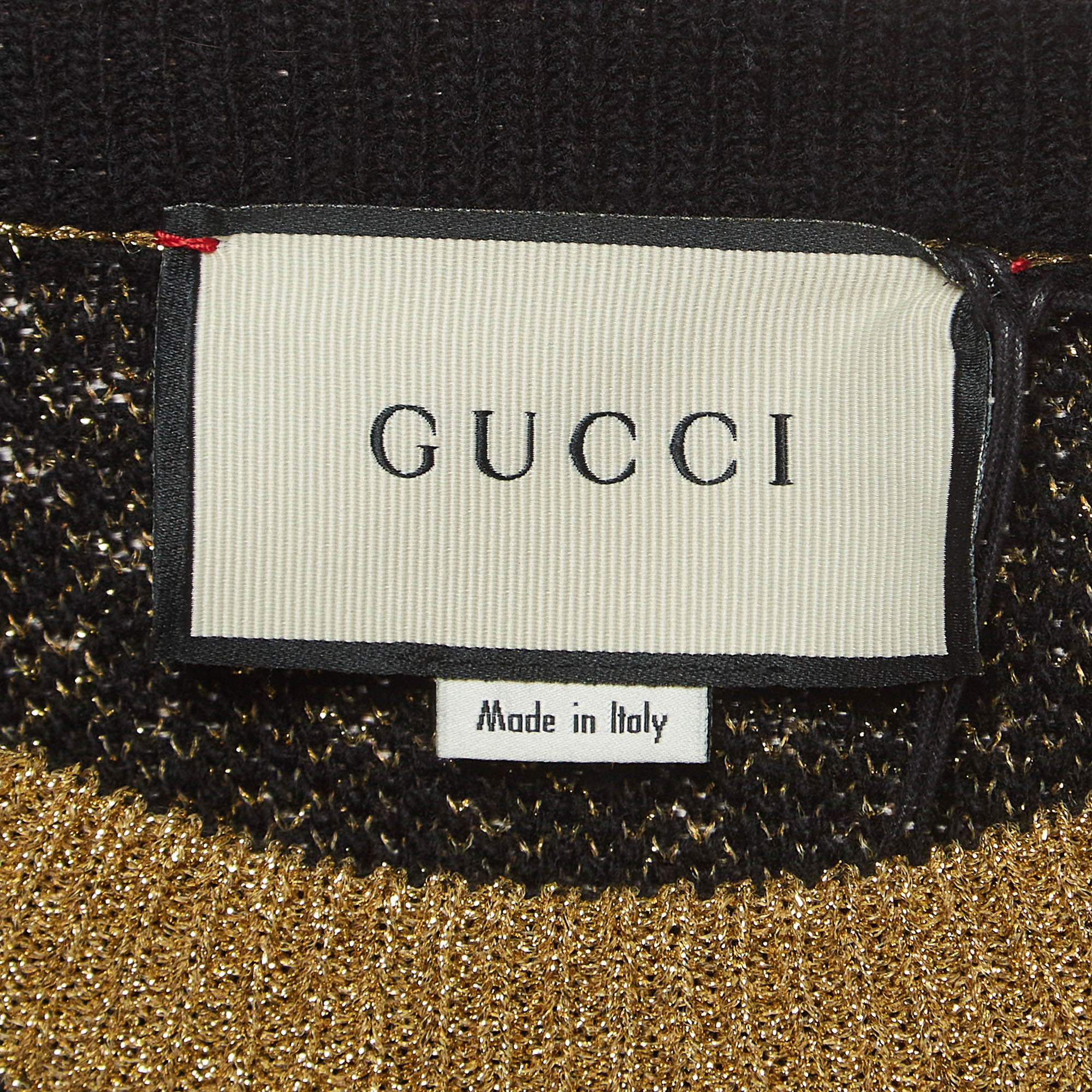 Gucci Black/Metallic Guccy Logo Wool Sweater XL