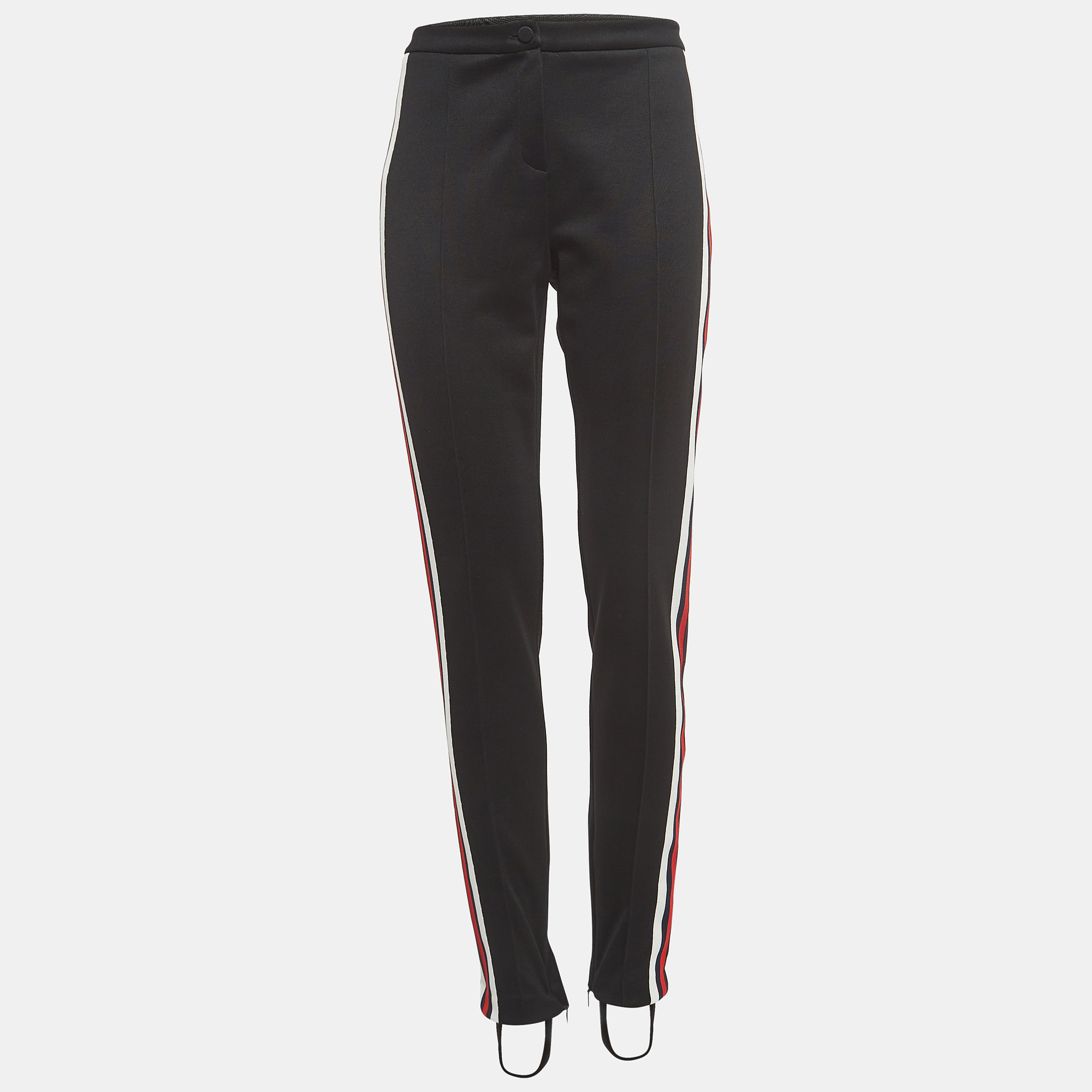 Gucci Black Technical Jersey Side Stripe Detail Stirrup Trousers L