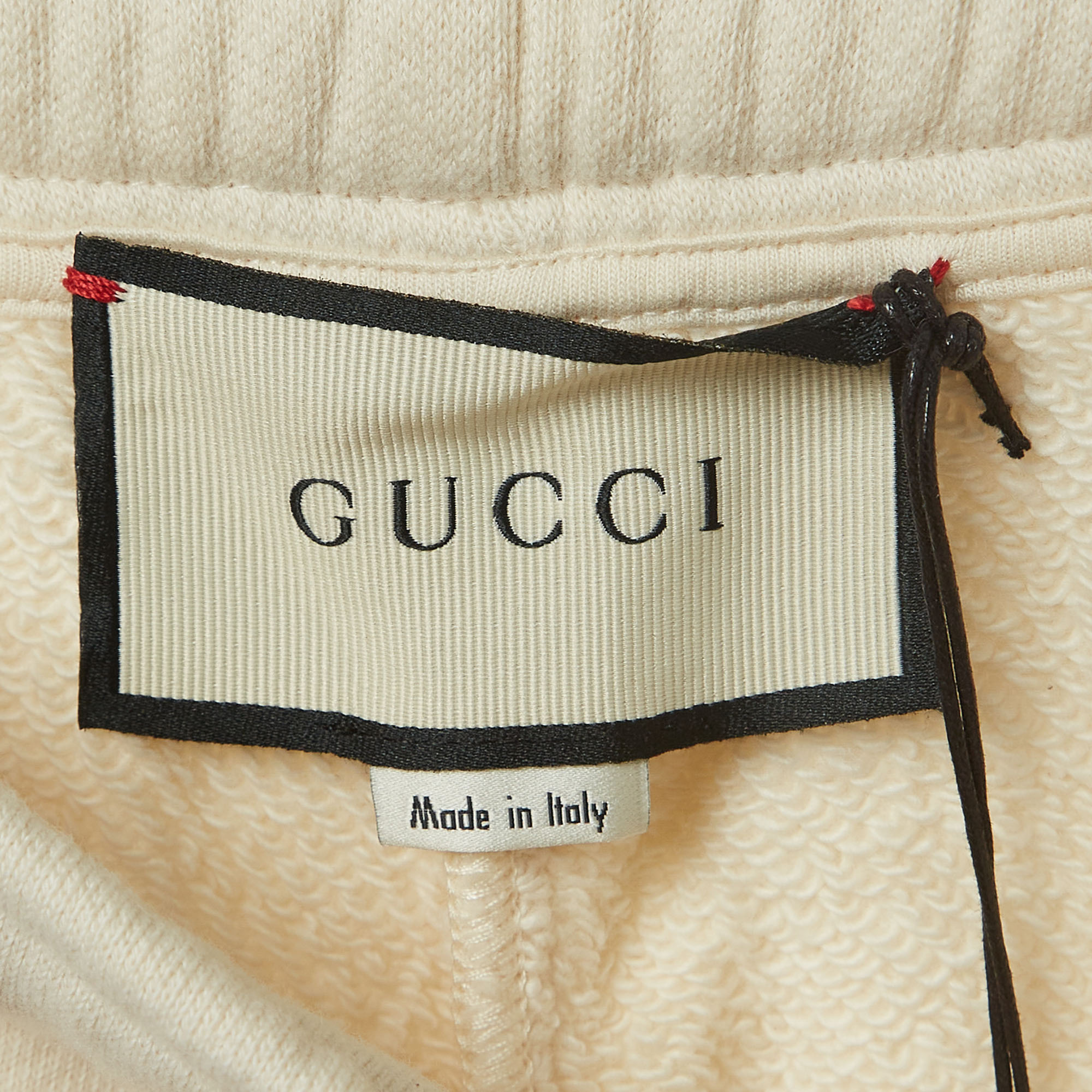 Gucci Off White Logo Print Cotton Joggers S