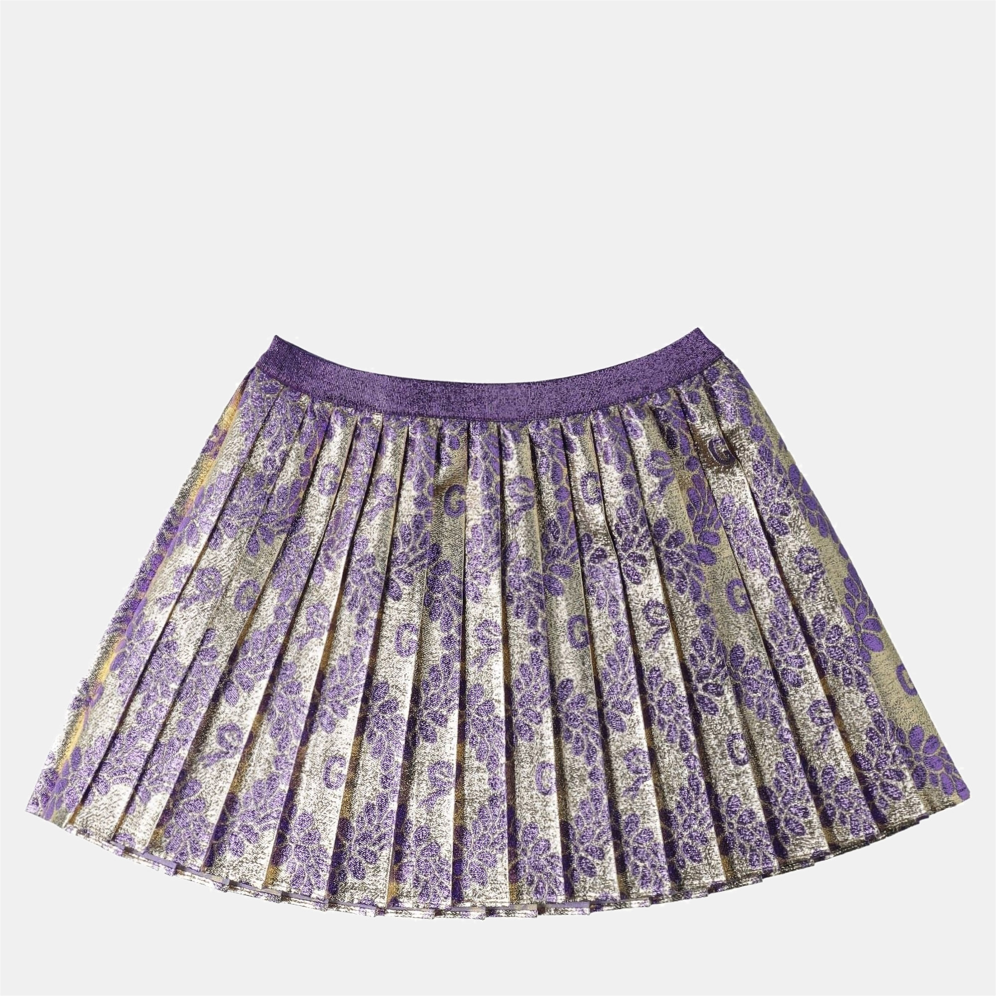 Gucci purple/gold jacquard pleated skirt size 10y