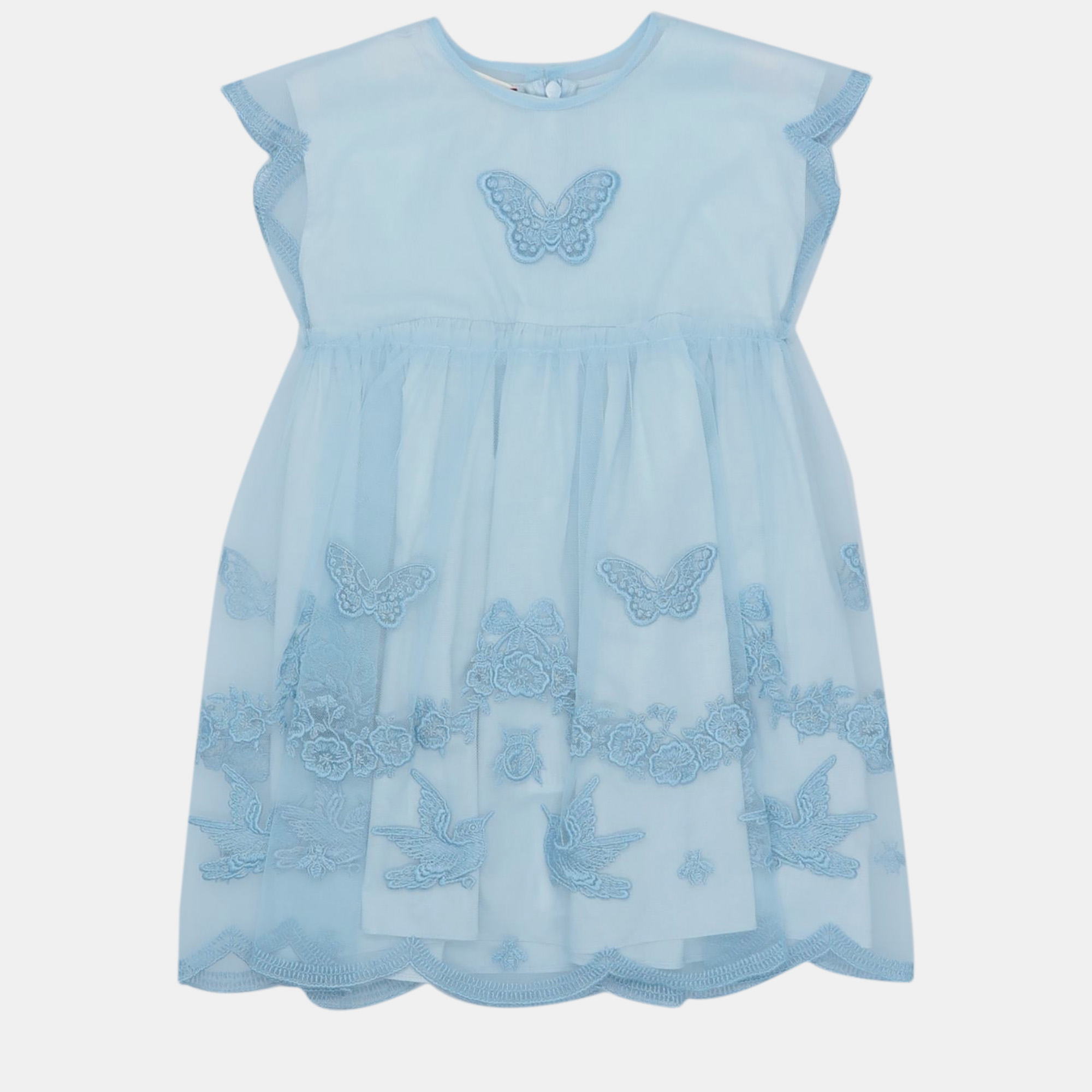 Gucci blue embroidered tulle dress size 36m
