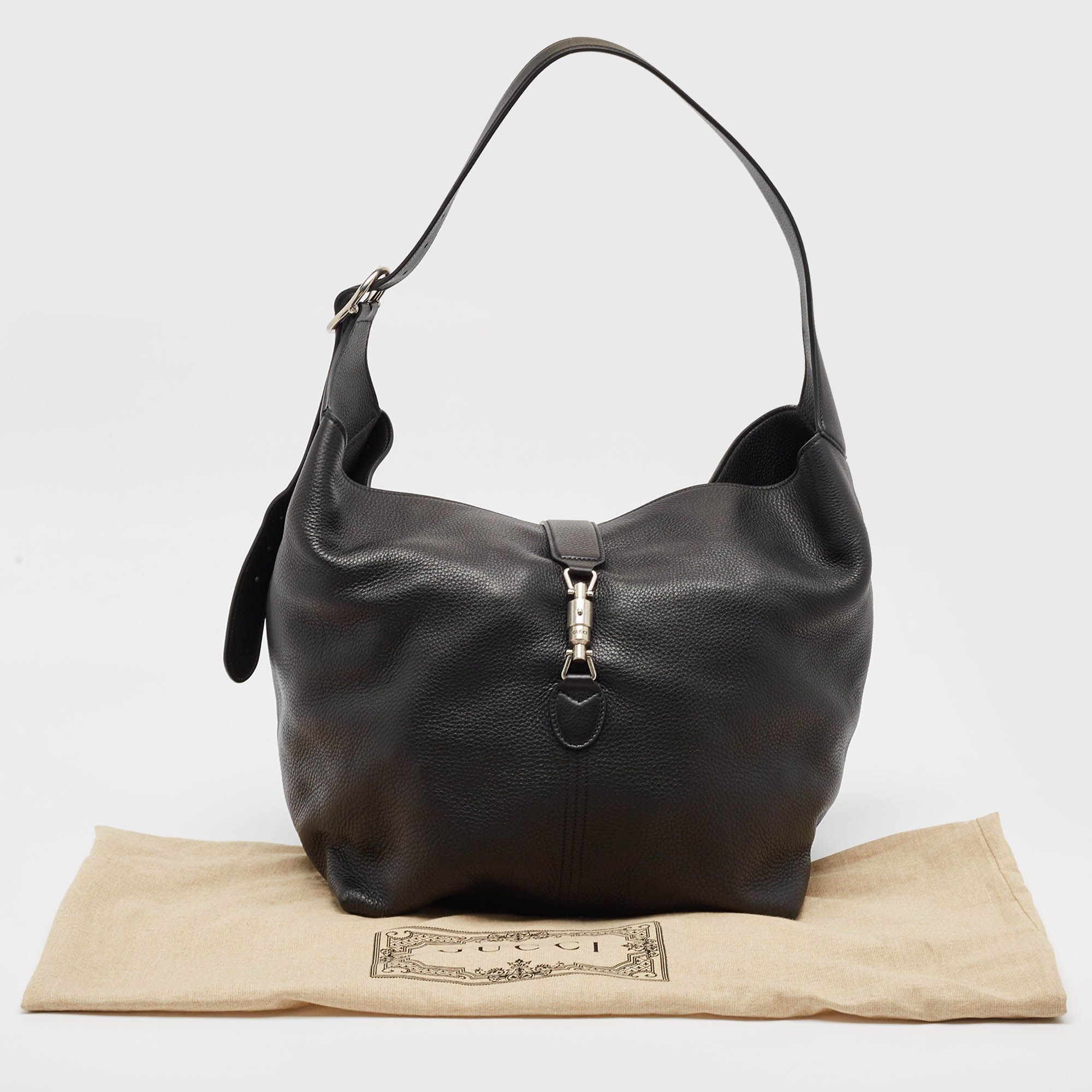 Gucci Black Leather Jackie 1961 Shoulder Bag