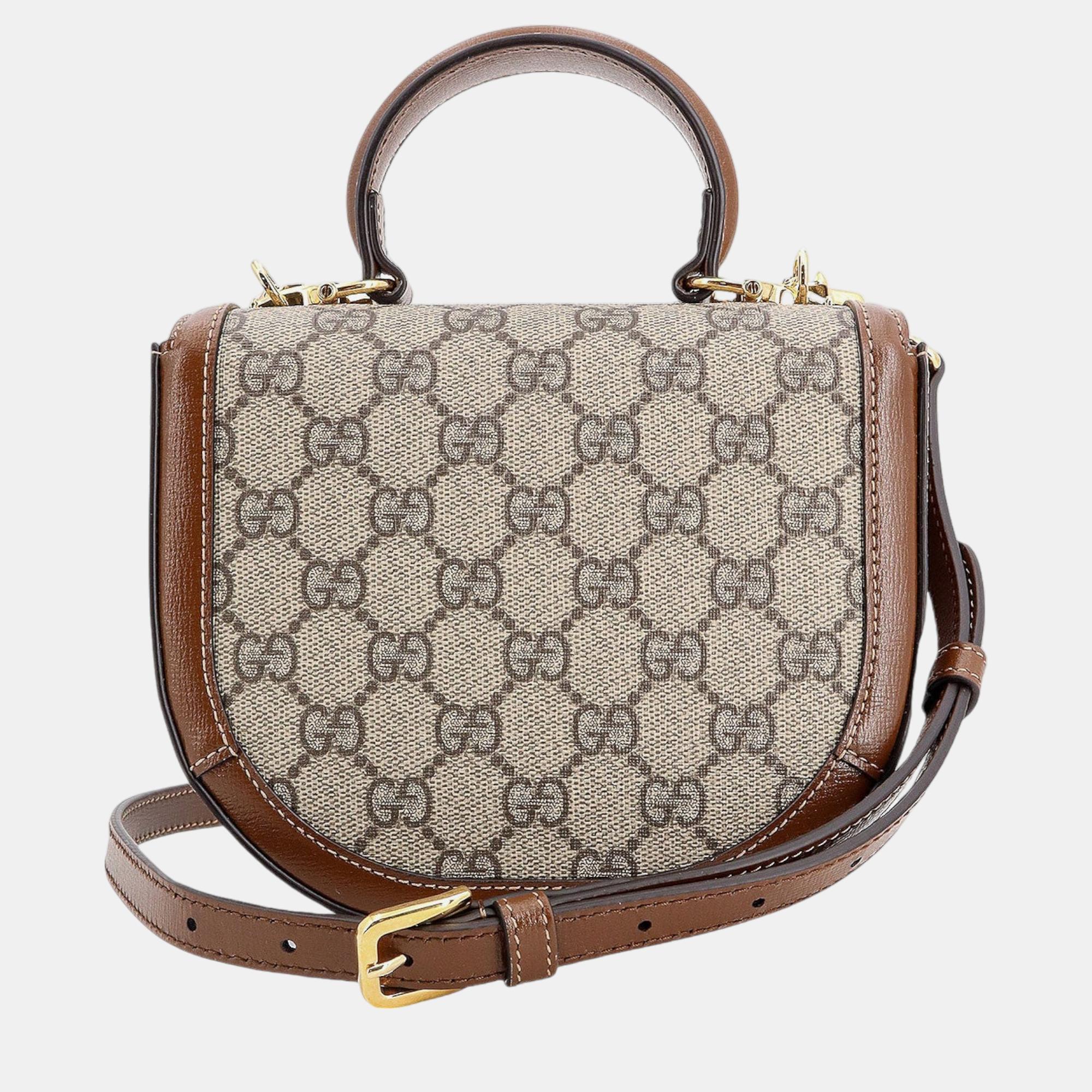 Gucci Brown GG Supreme Canvas Horsebit	1955 Shoulder Bag