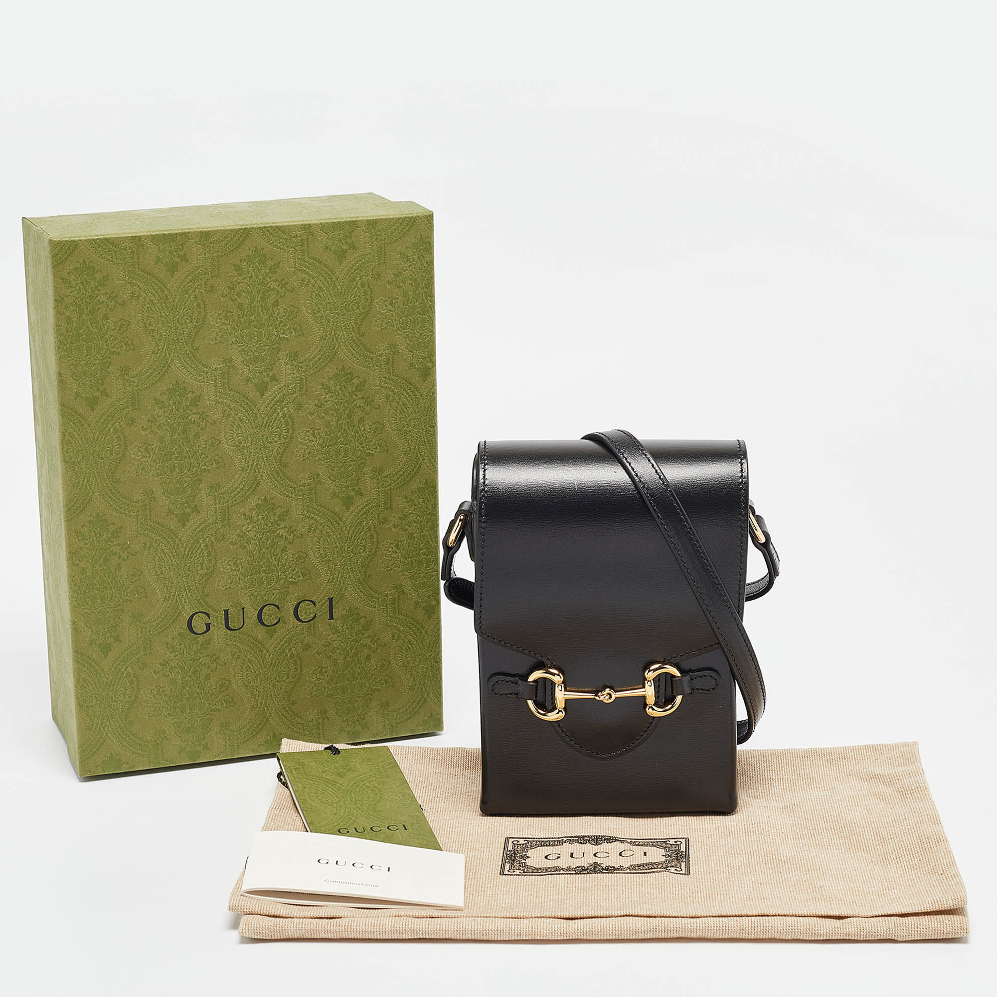 Gucci Black Leather Mini Horsebit 1955 Crossbody Bag