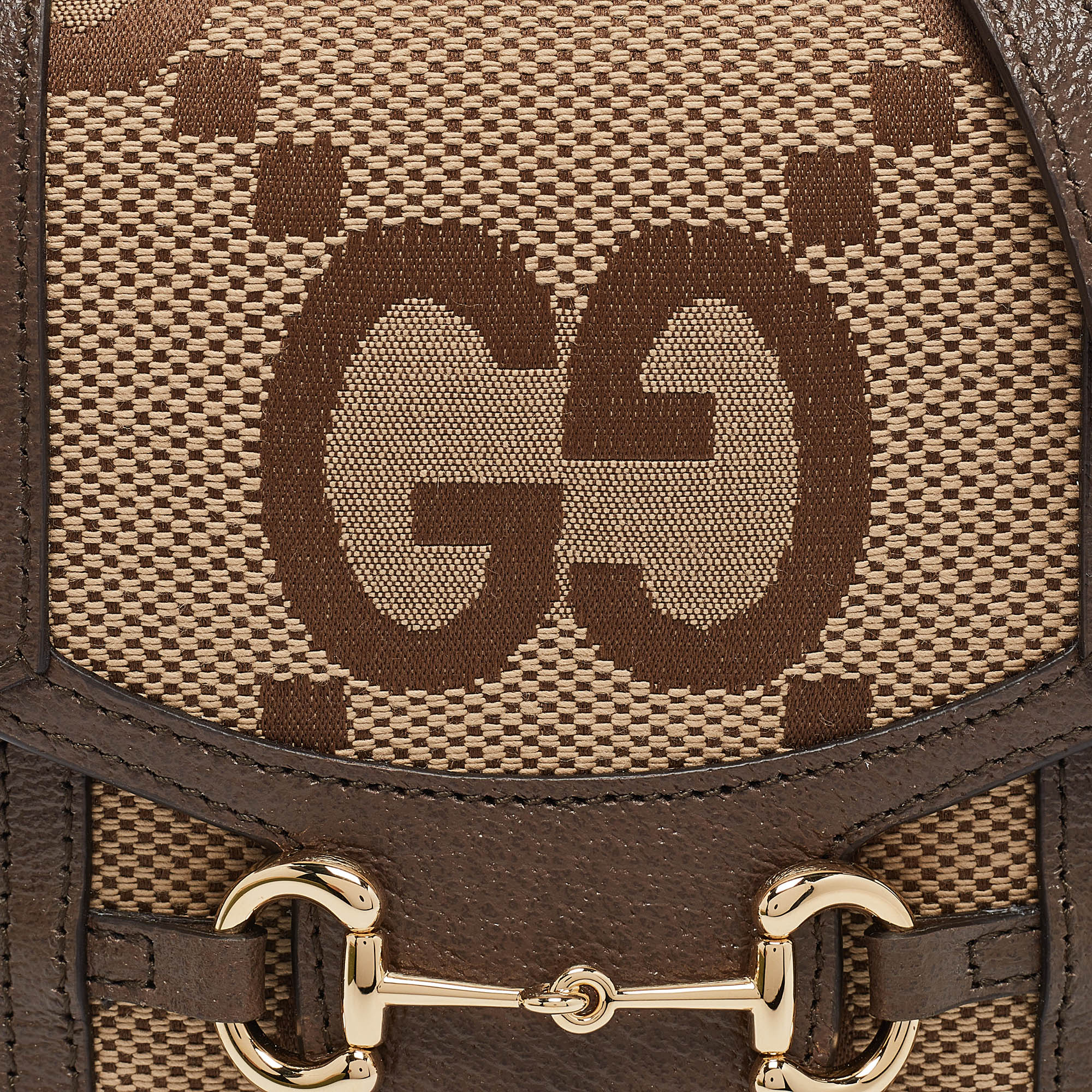 Gucci Beige/Ebony Jumbo GG Canvas Mini Horsebit 1955 Crossbody Bag